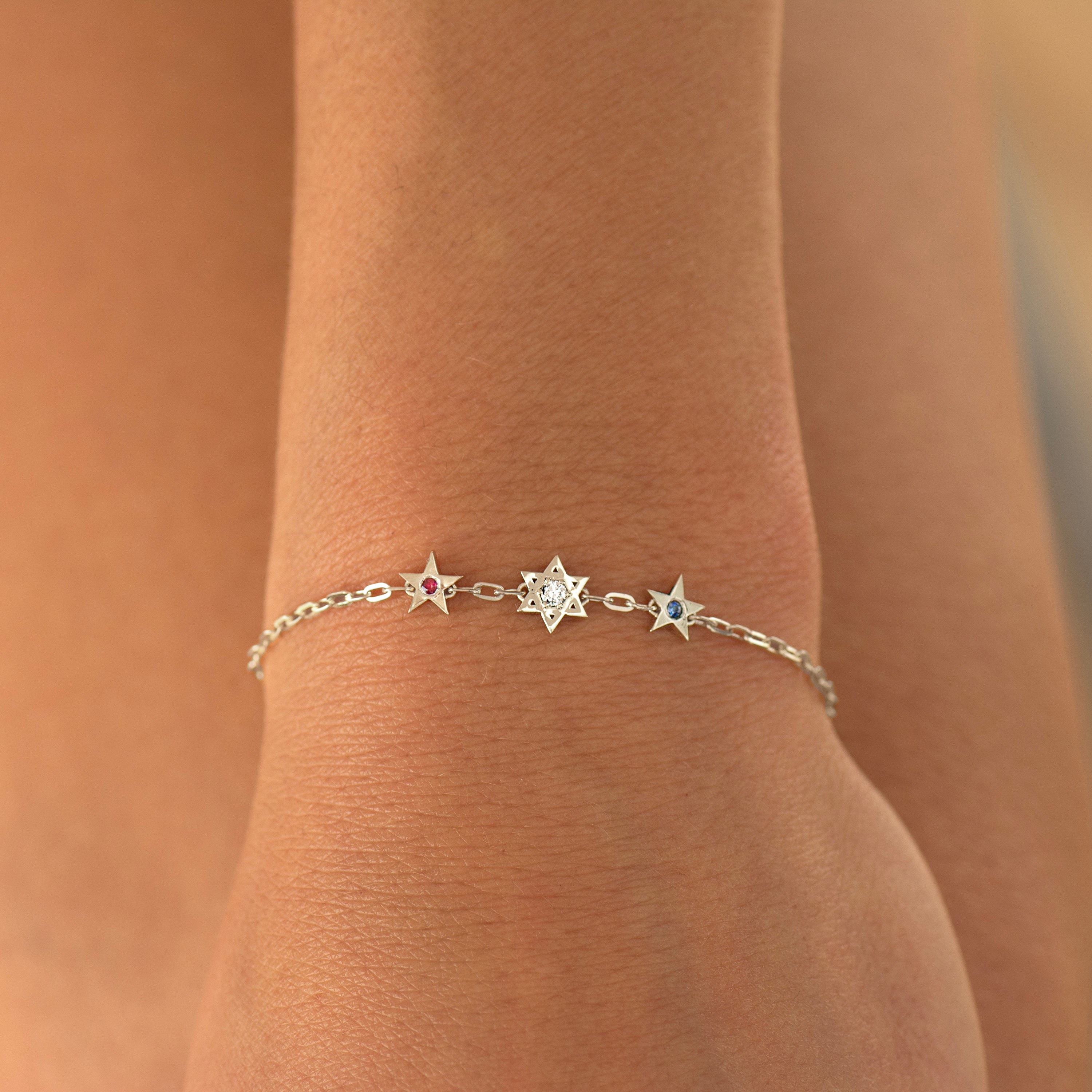 Star of David and American Stars Bracelet