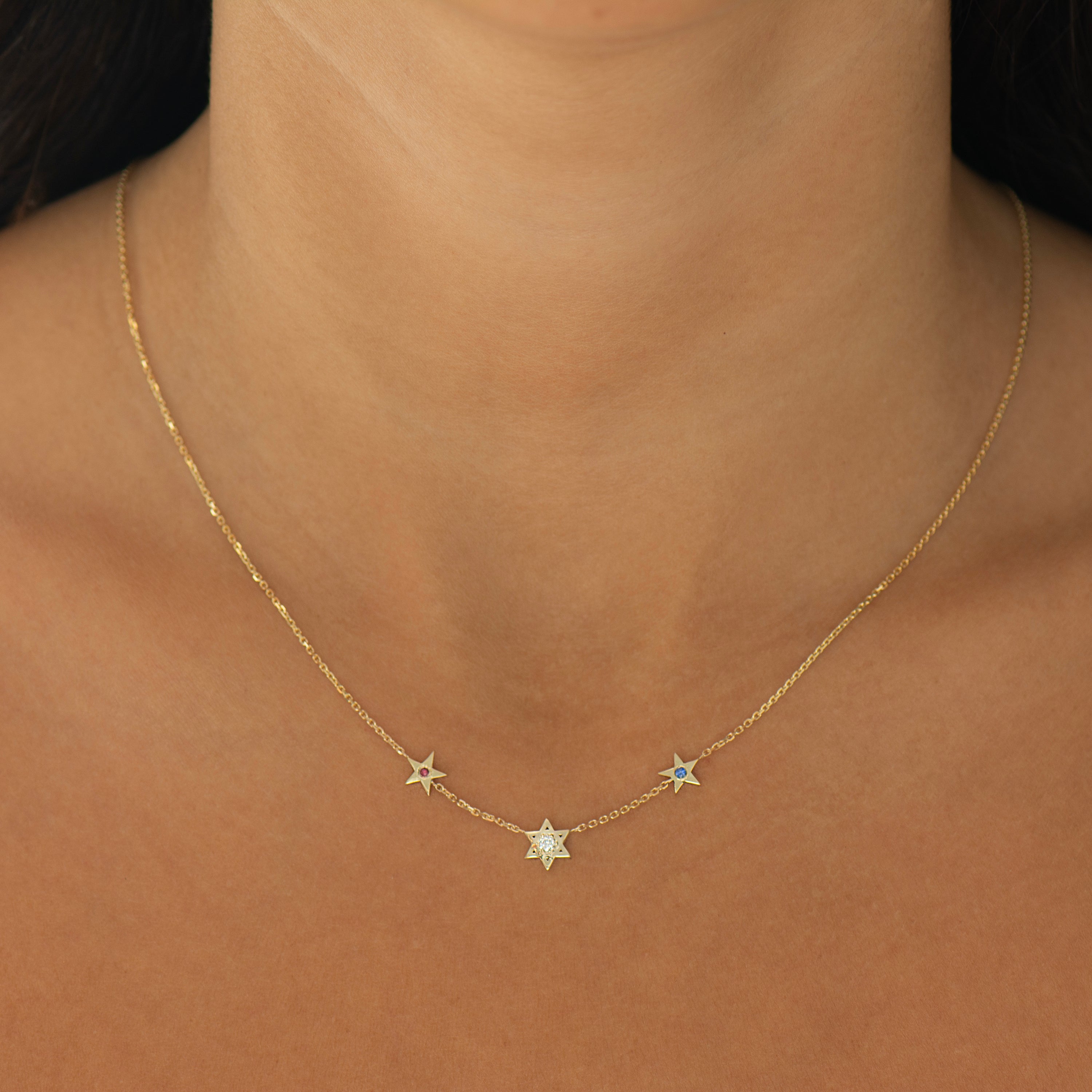 Star of David and American Stars Necklace
