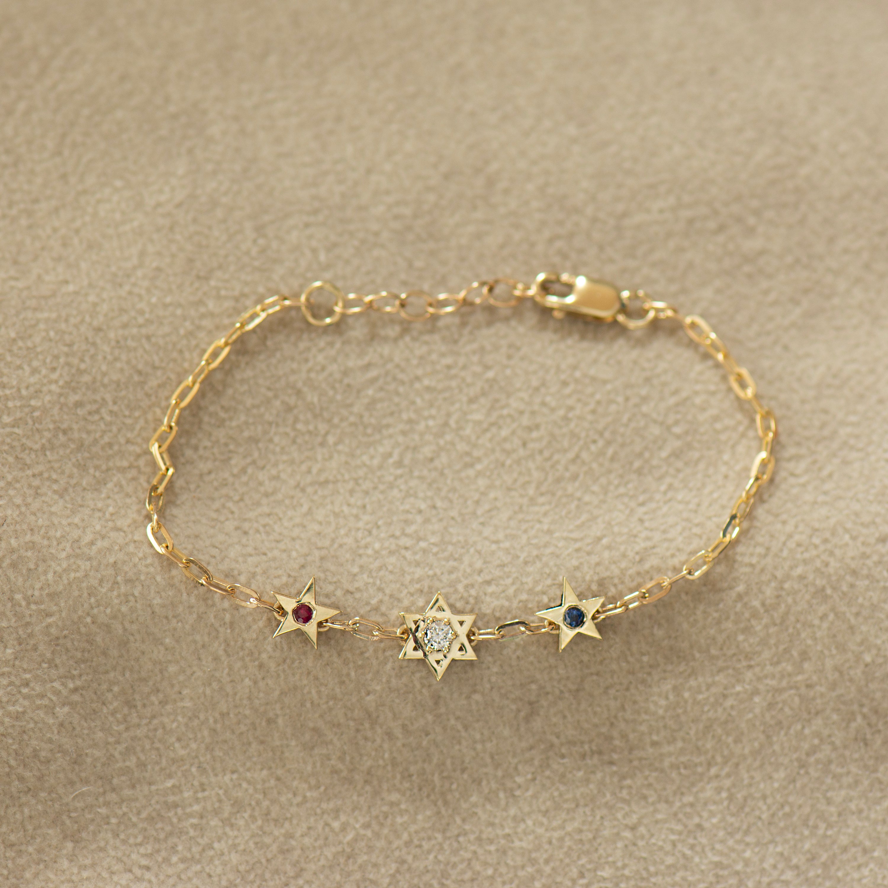 Star of David and American Stars Bracelet