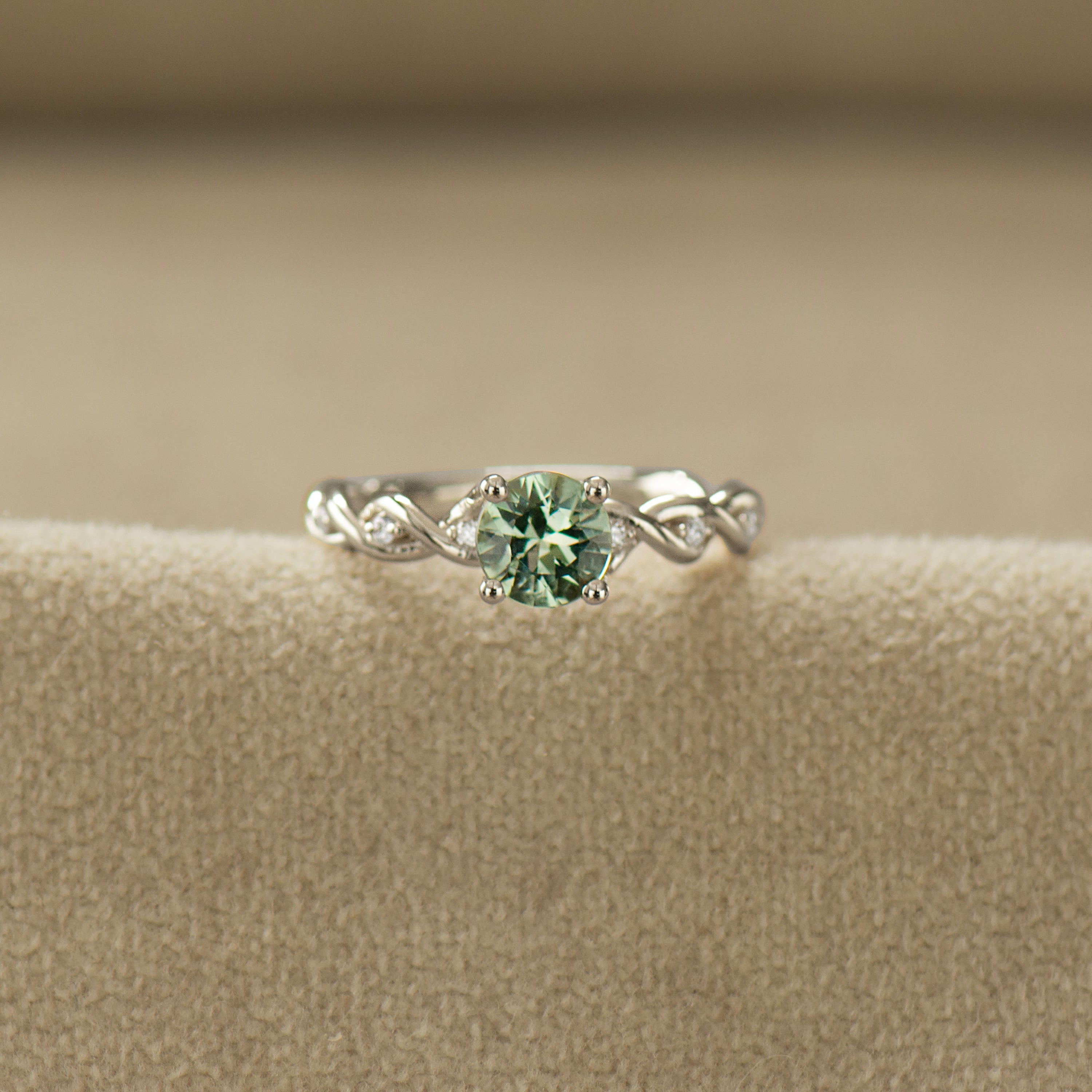 Mint Green Sapphire Braided Ring