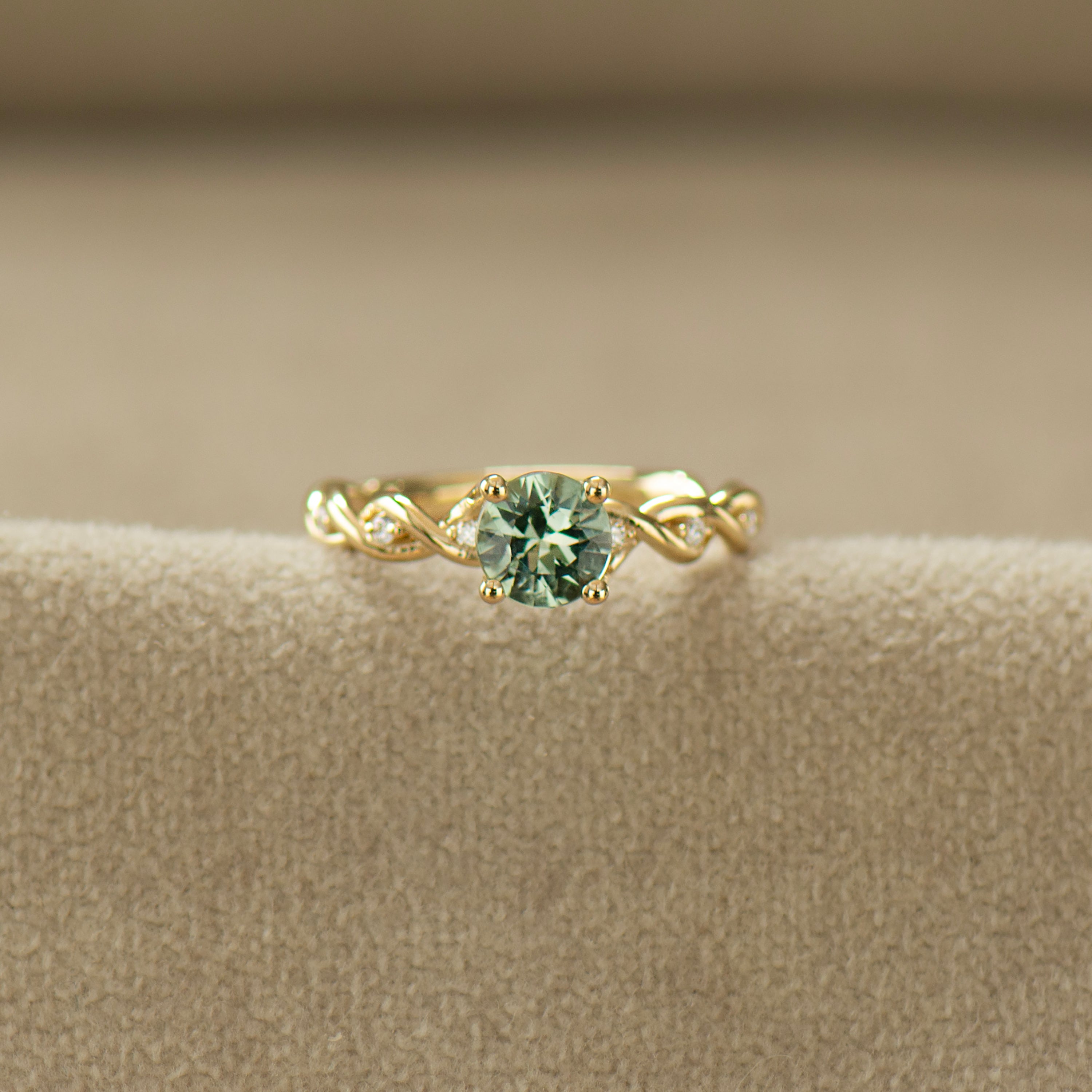 Mint Green Sapphire Braided Ring