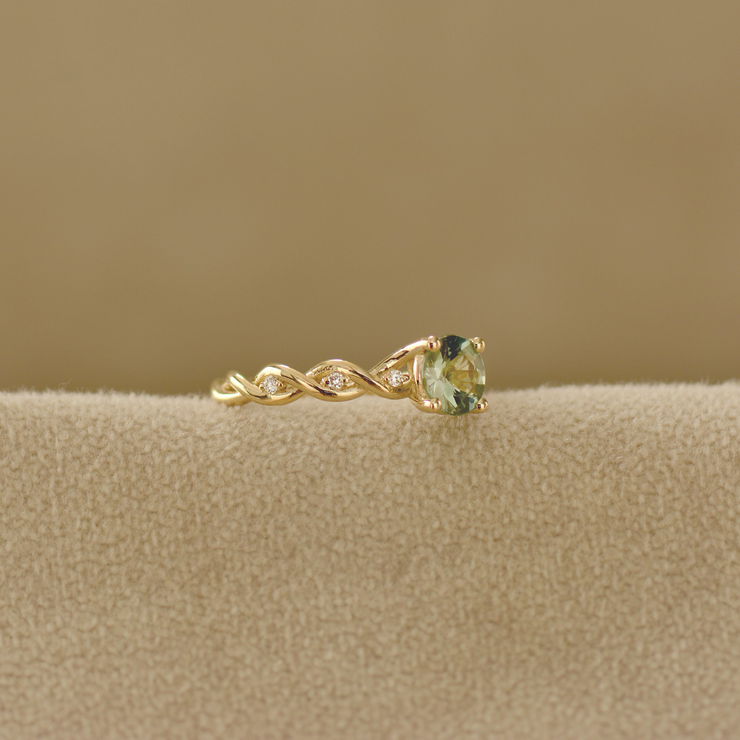 Mint Green Sapphire Braided Ring