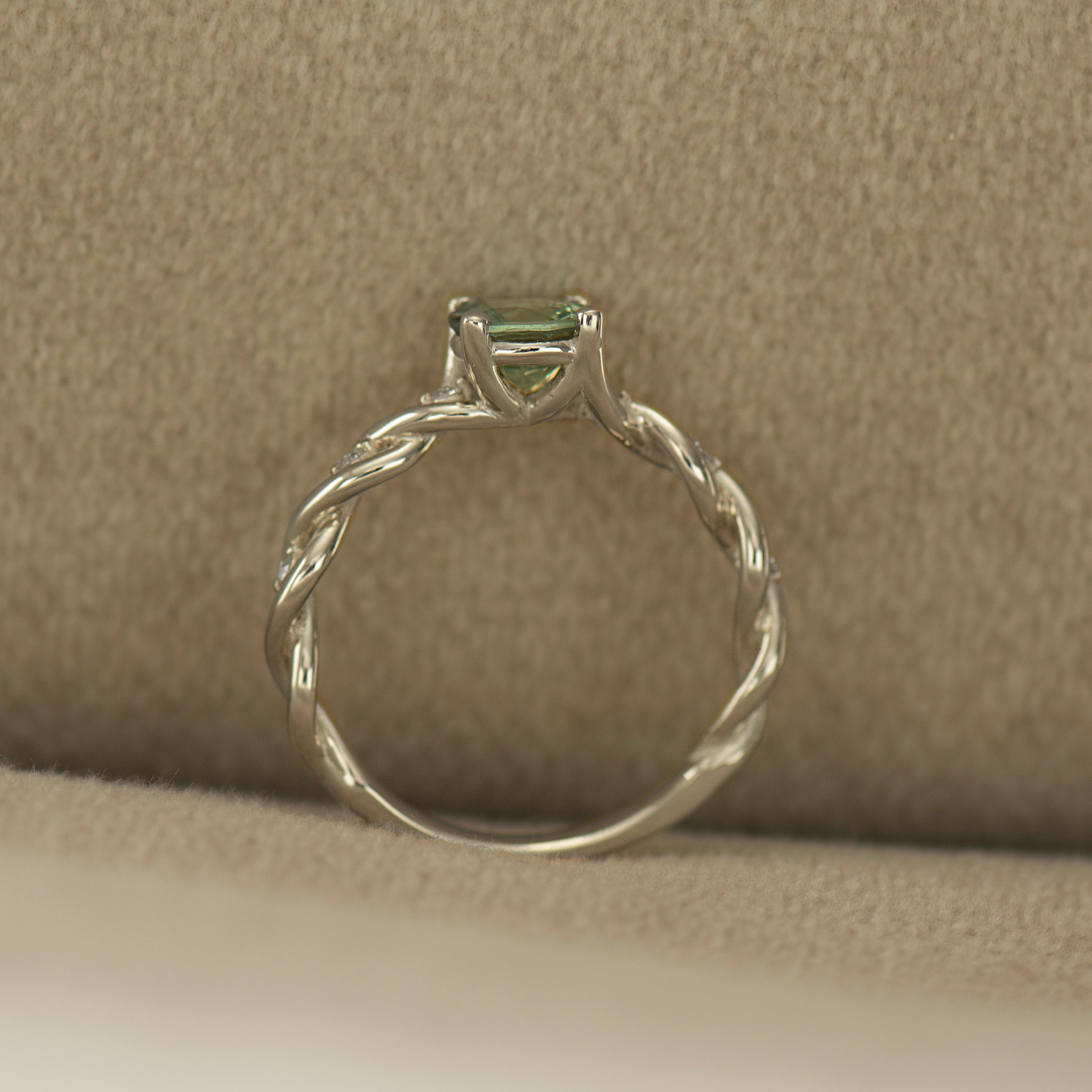Mint Green Sapphire Braided Ring