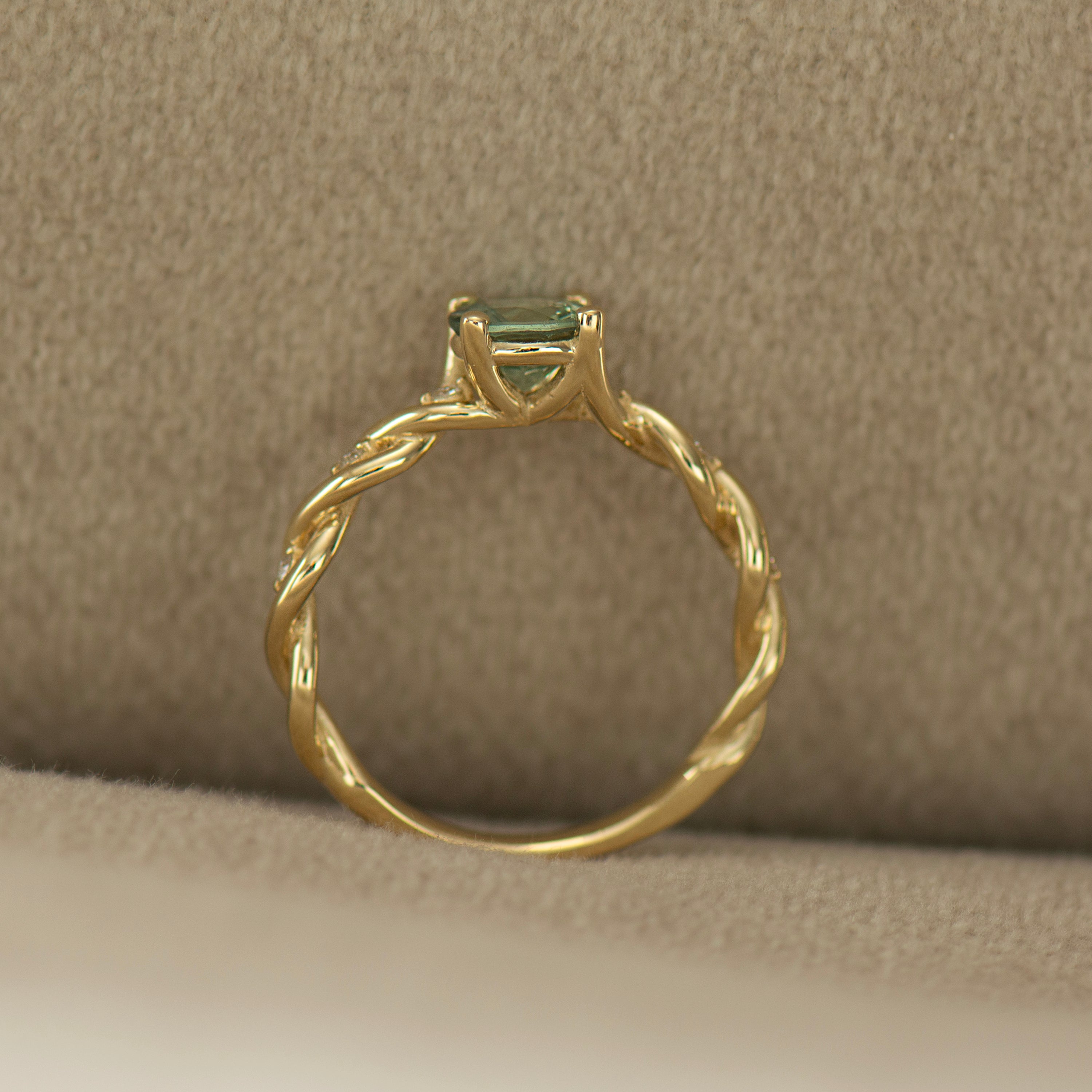 Mint Green Sapphire Braided Ring
