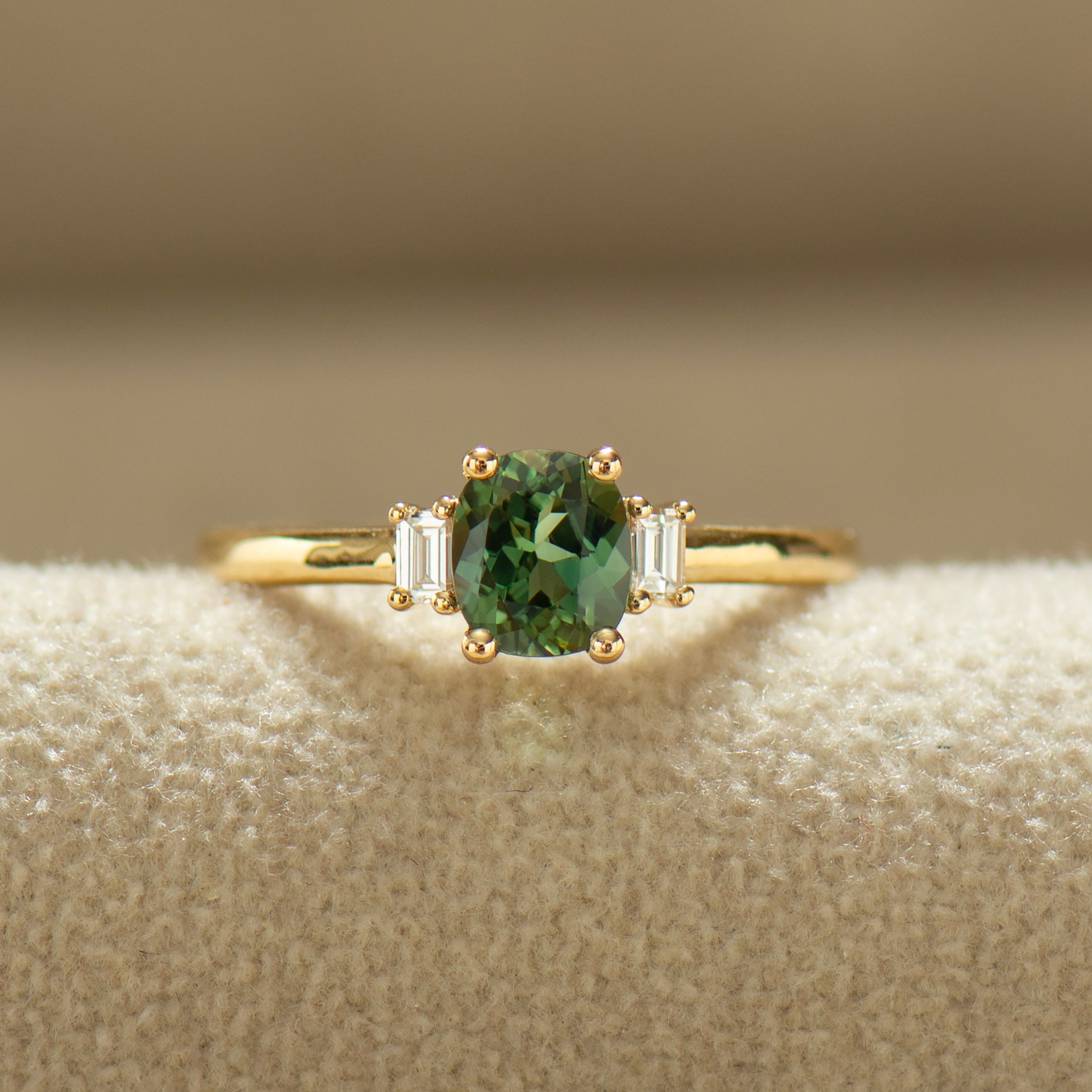 Cushion Green Sapphire Ring