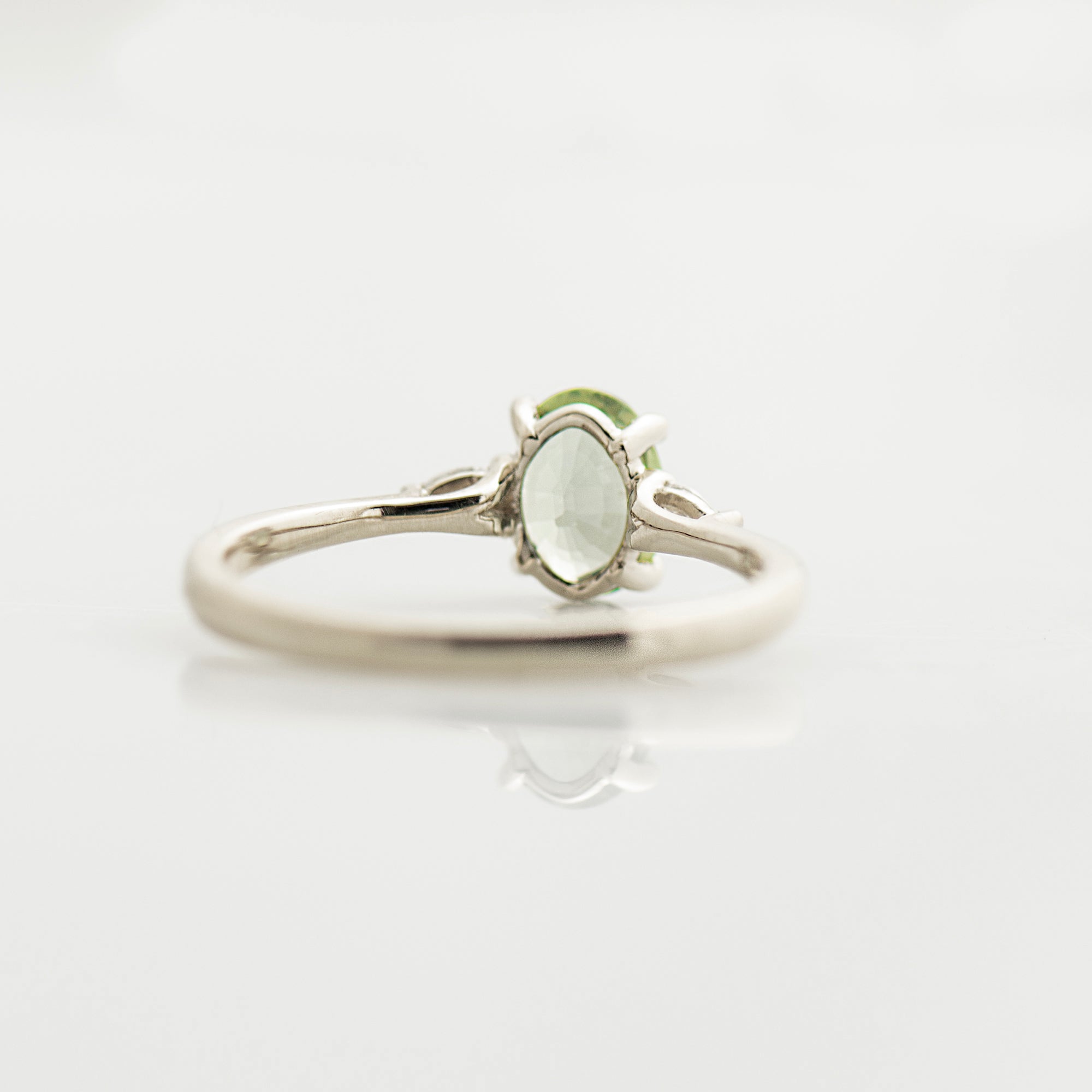 Floating Green Sapphire Engagement Ring - Oval