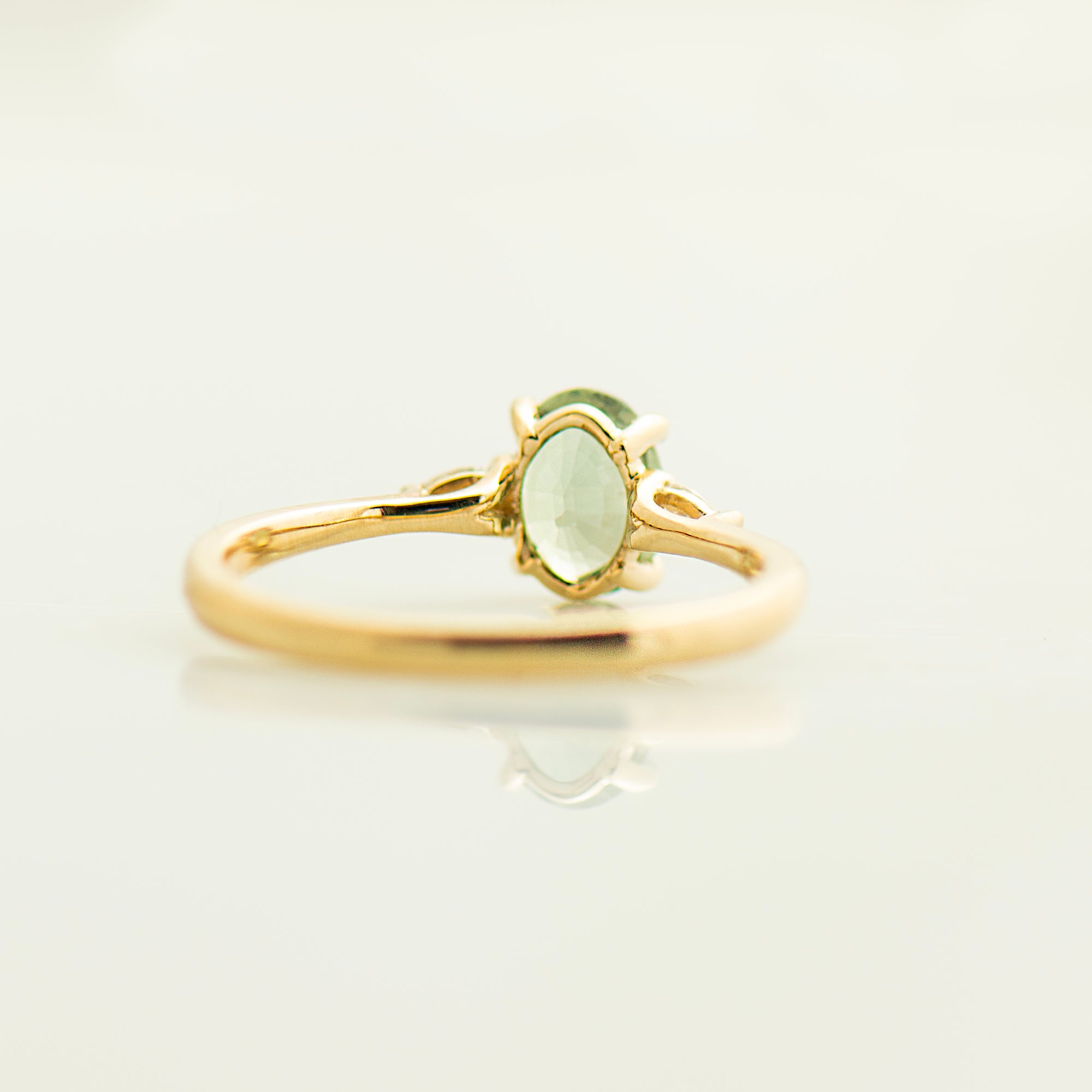 Floating Green Sapphire Engagement Ring - Oval