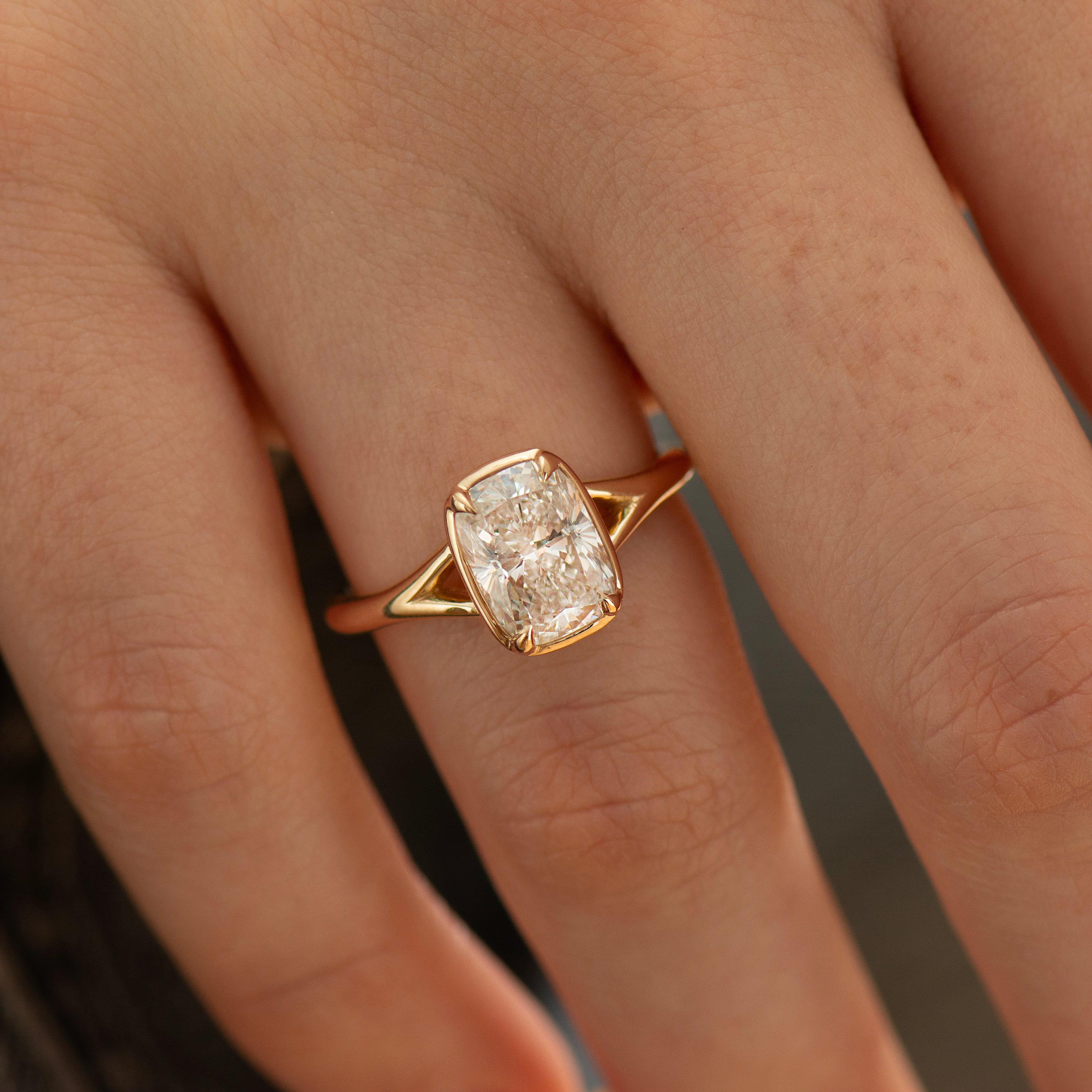 Split Shank Cushion Engagement Ring