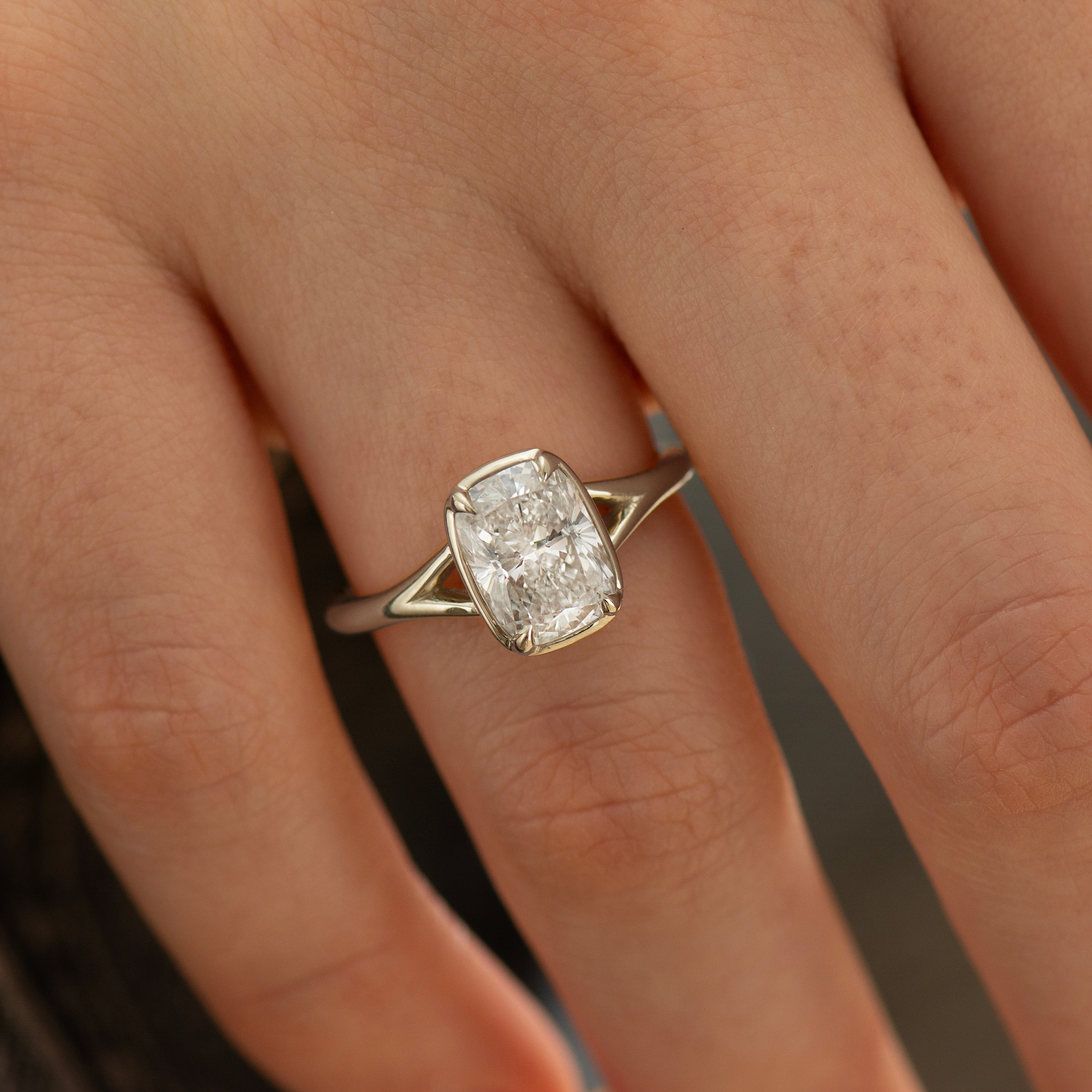 Split Shank Cushion Engagement Ring