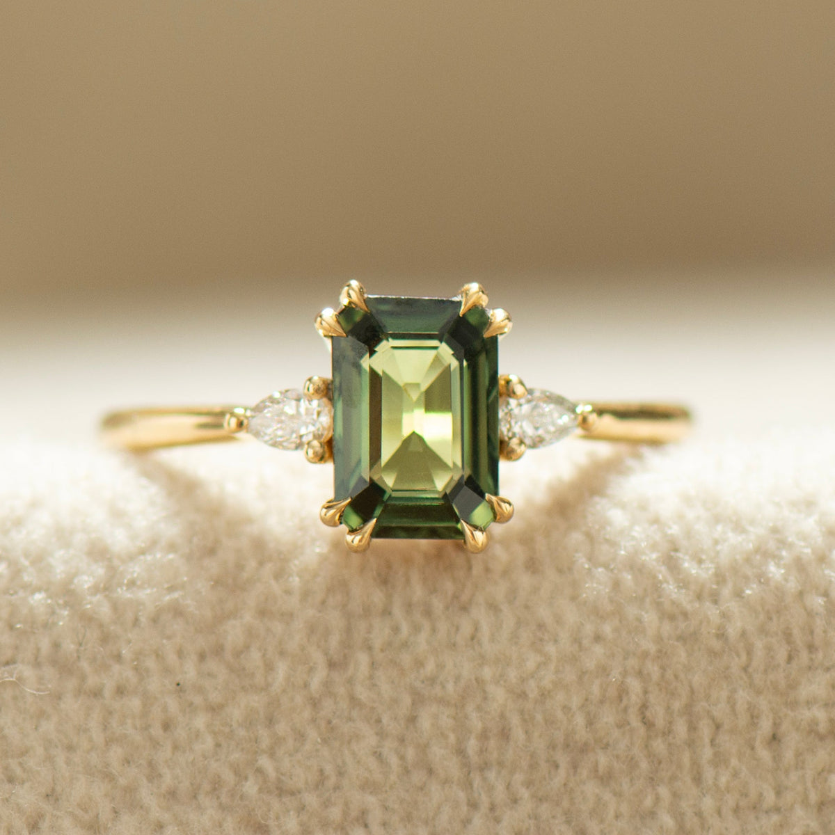 Emerald Green Sapphire Ring