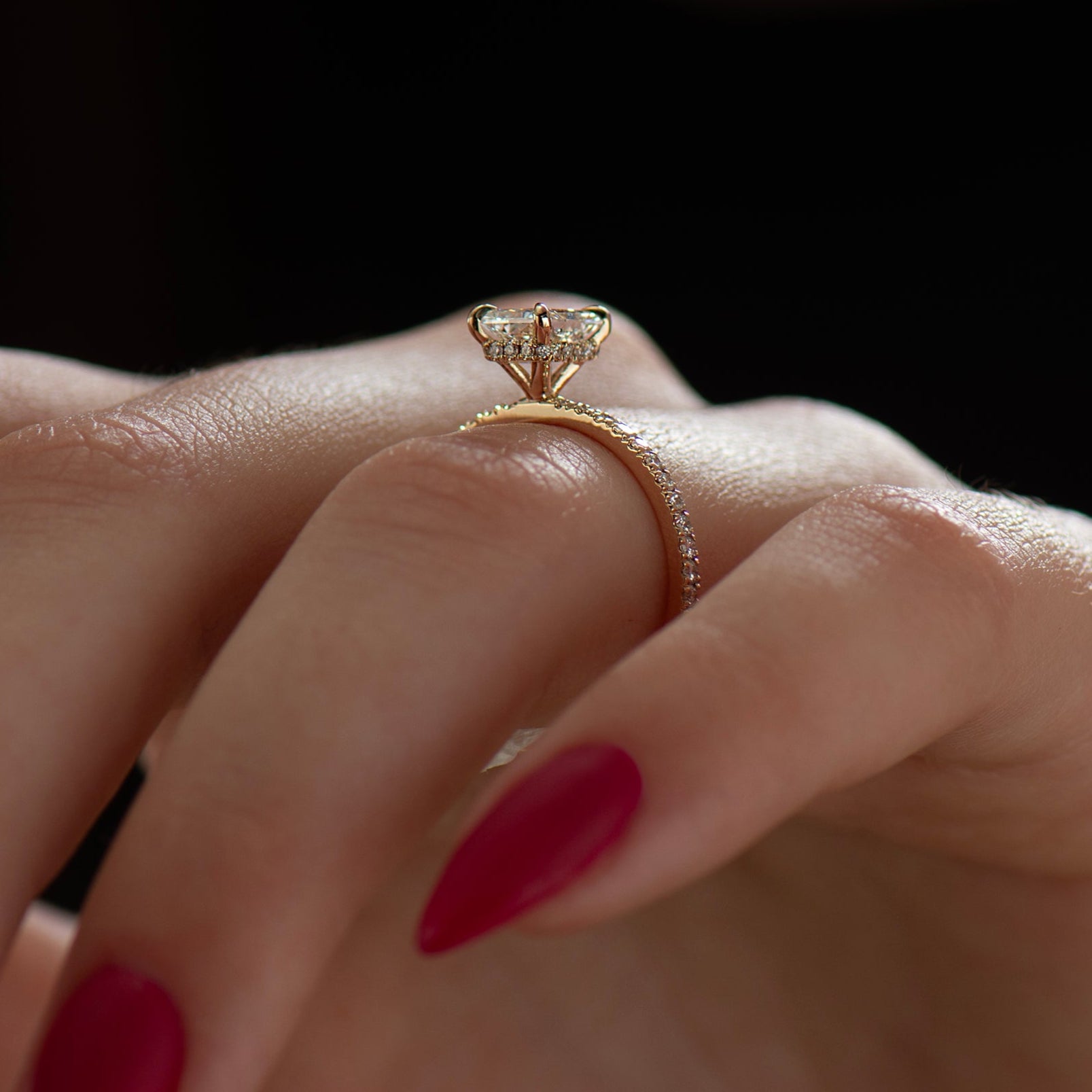 Hidden Halo Radiant Engagement Ring