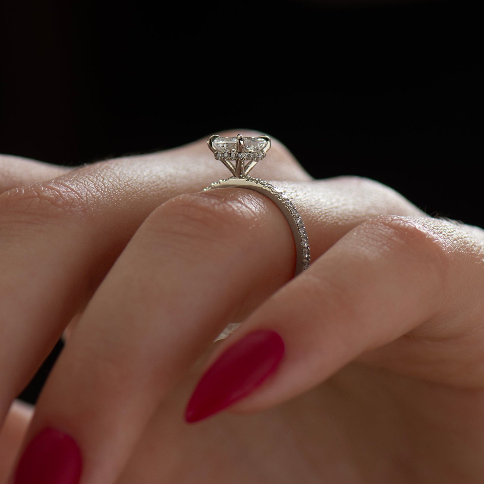 Hidden Halo Radiant Engagement Ring