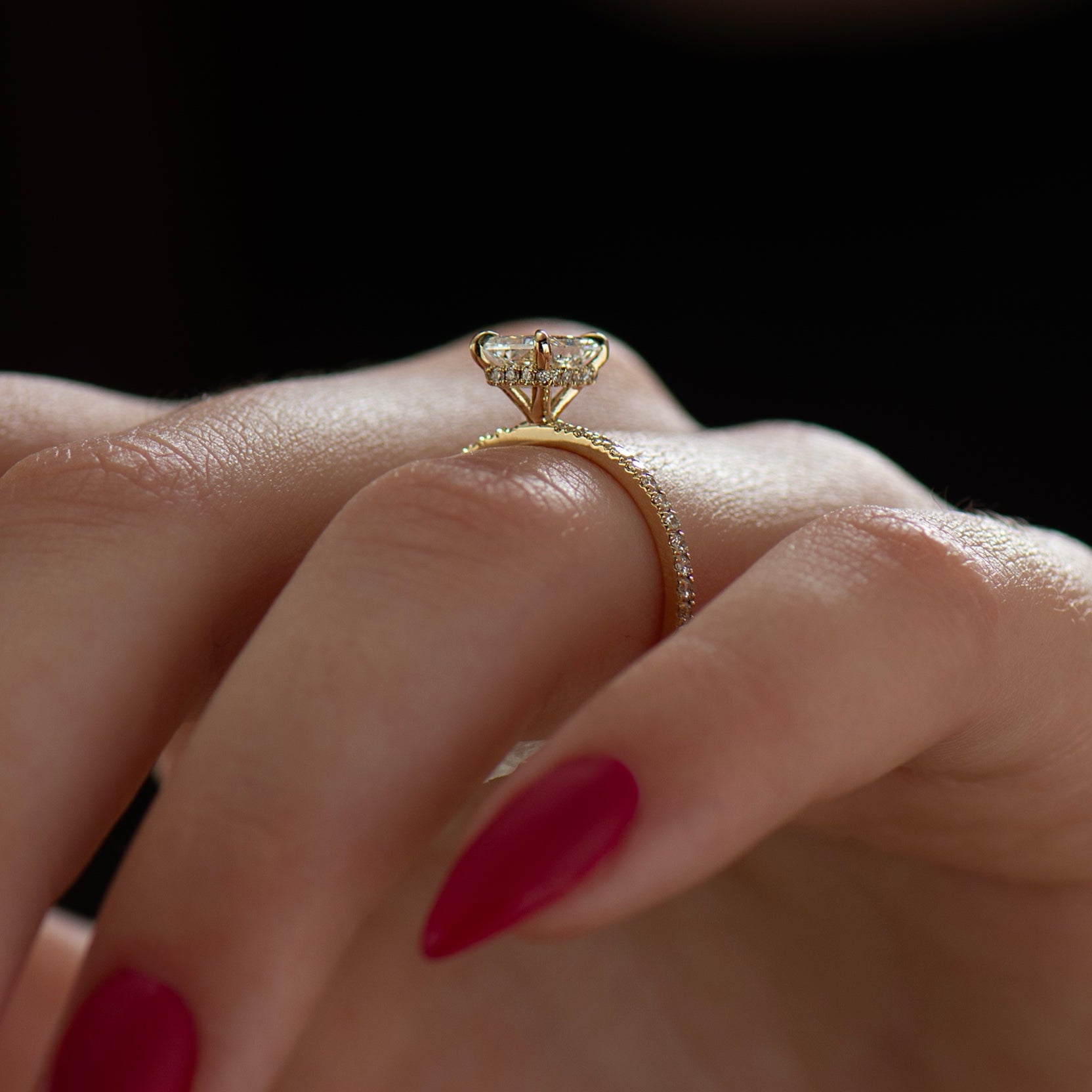 Hidden Halo Radiant Engagement Ring