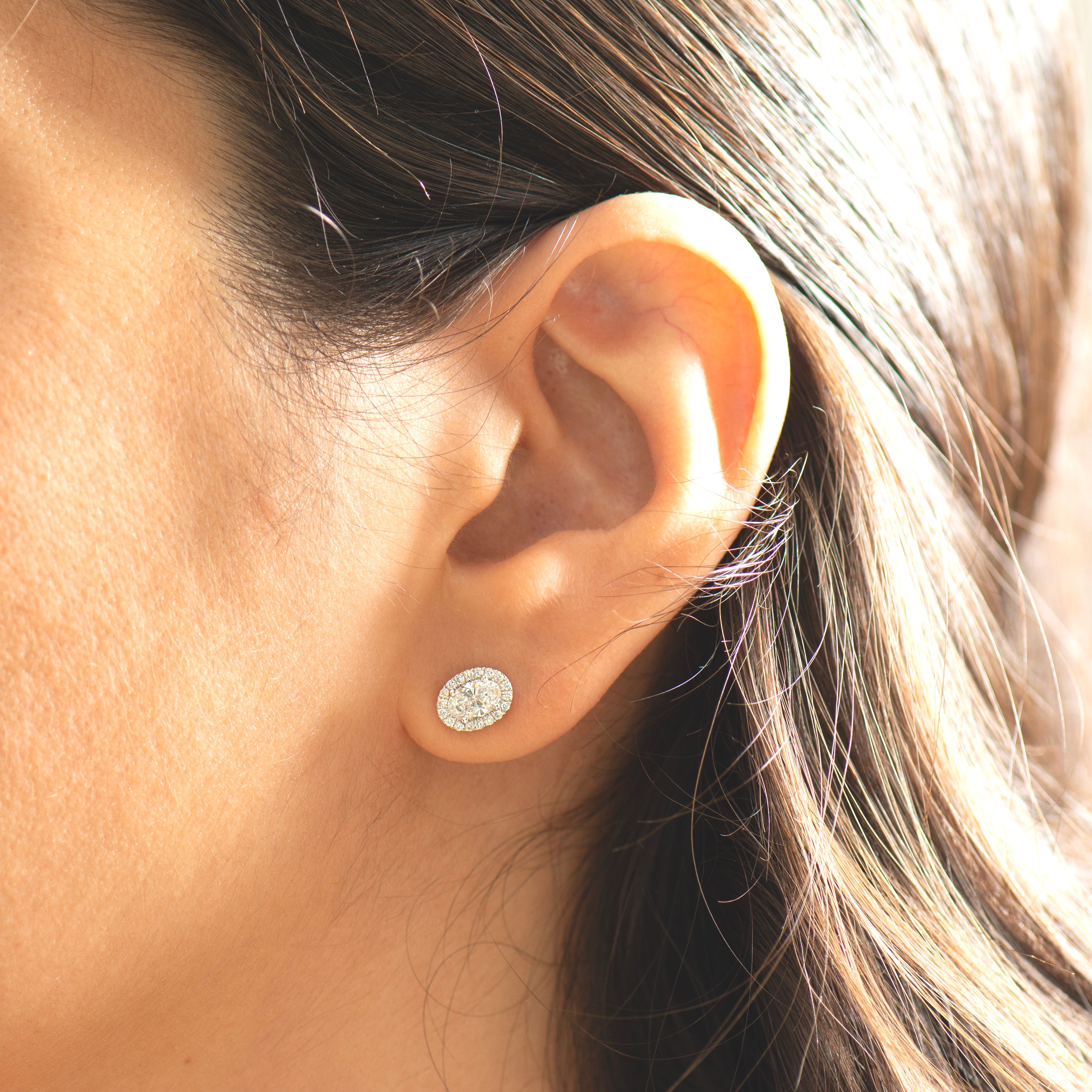 Oval Diamond Halo Earrings