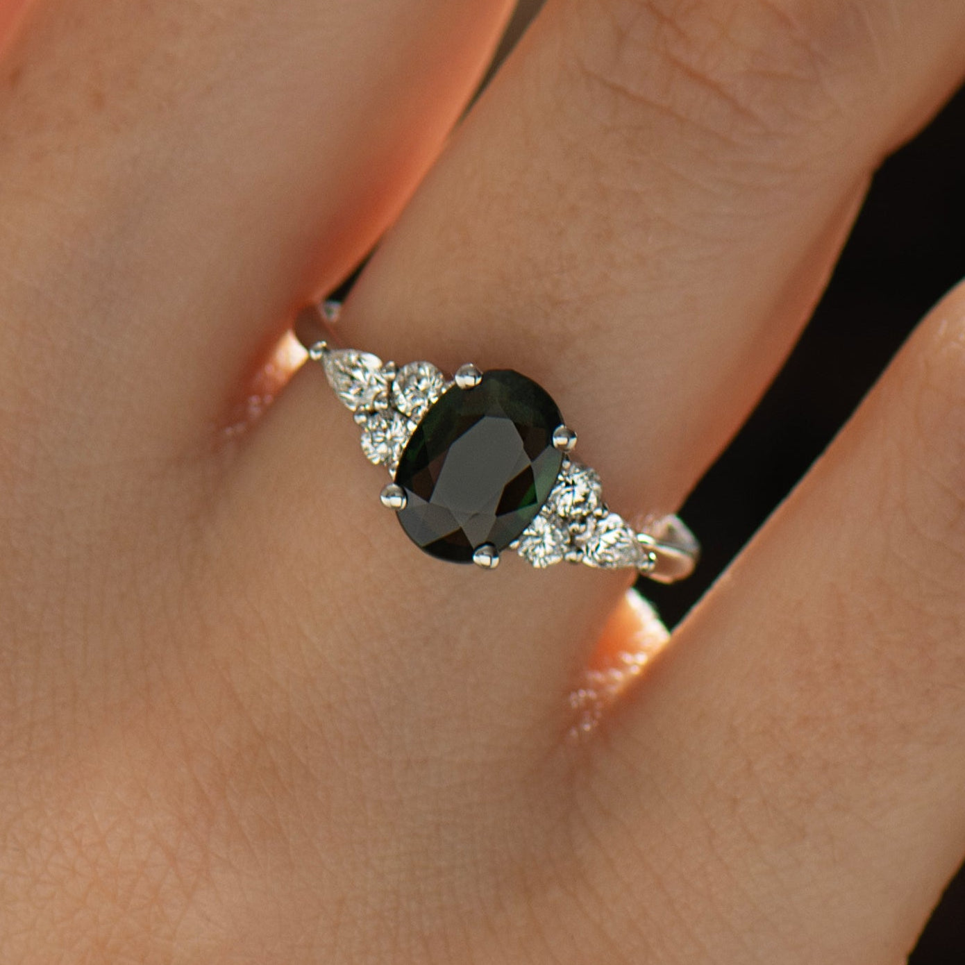 Dark Green Sapphire Ring