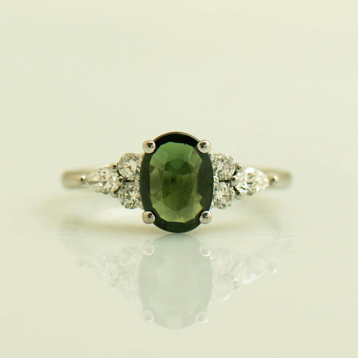 Dark Green Sapphire Ring