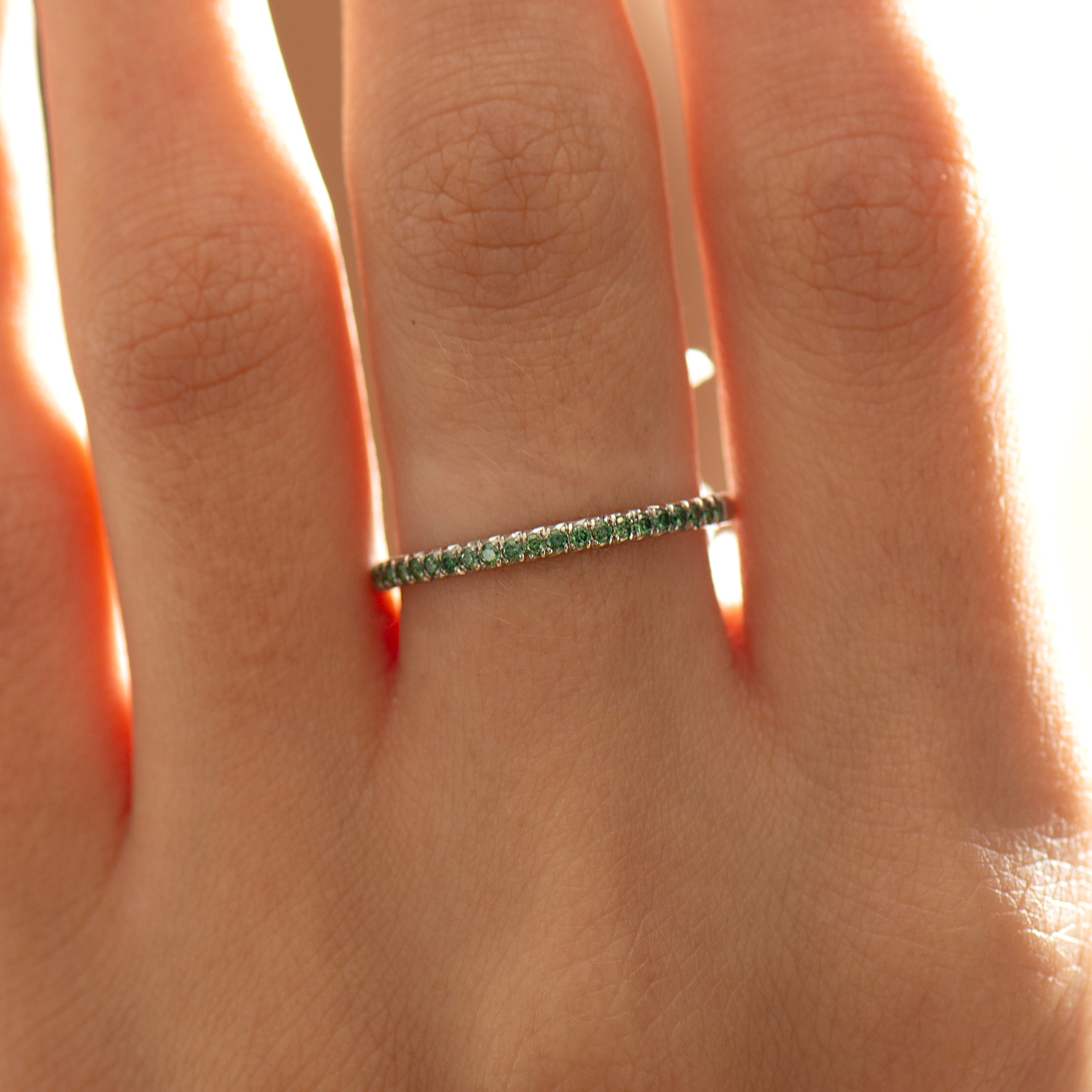 Pave Green Forest Diamonds Ring