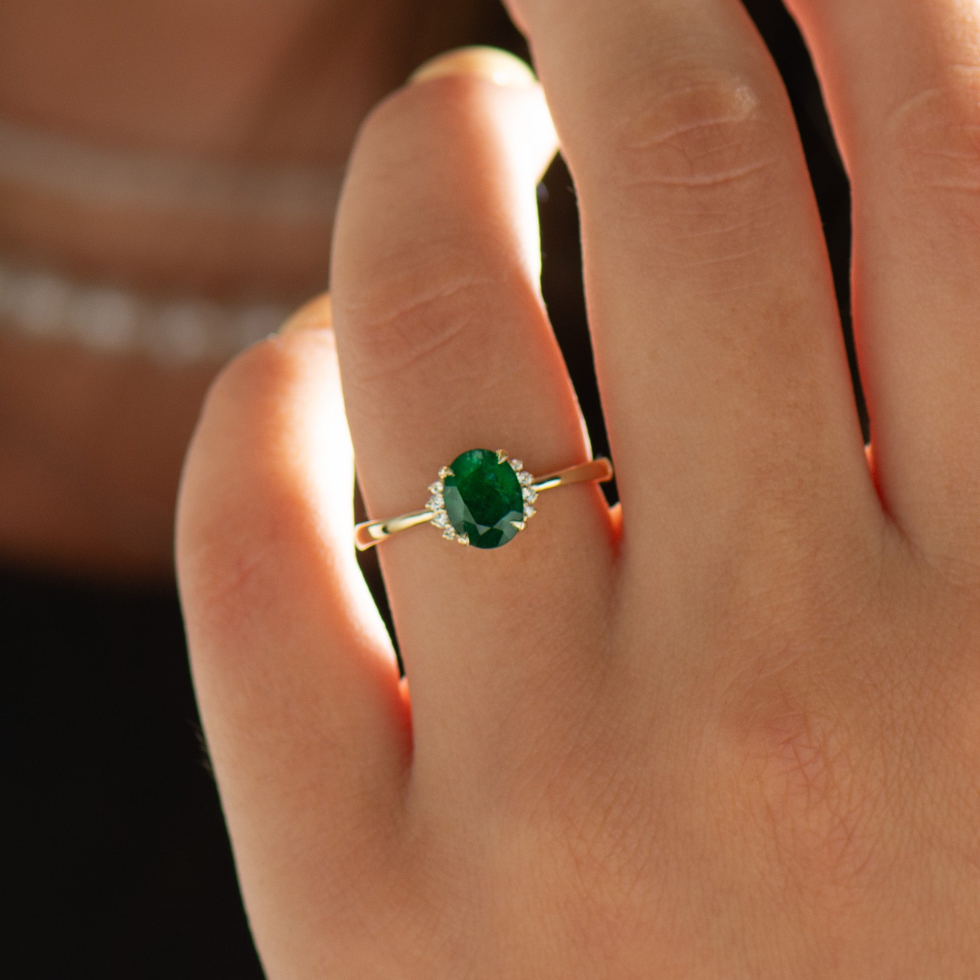 Emerald Oval Engagement Ring