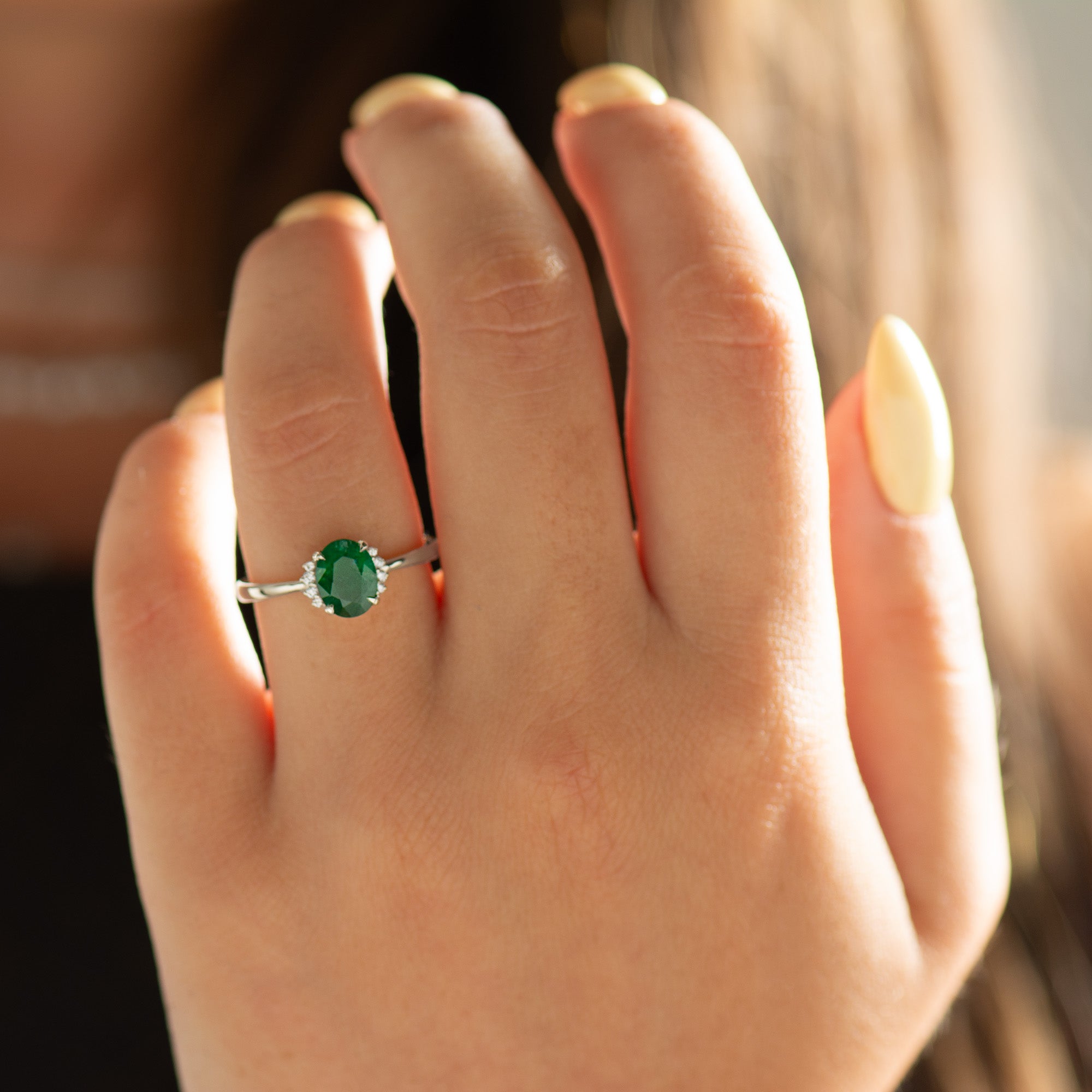 Emerald Oval Engagement Ring
