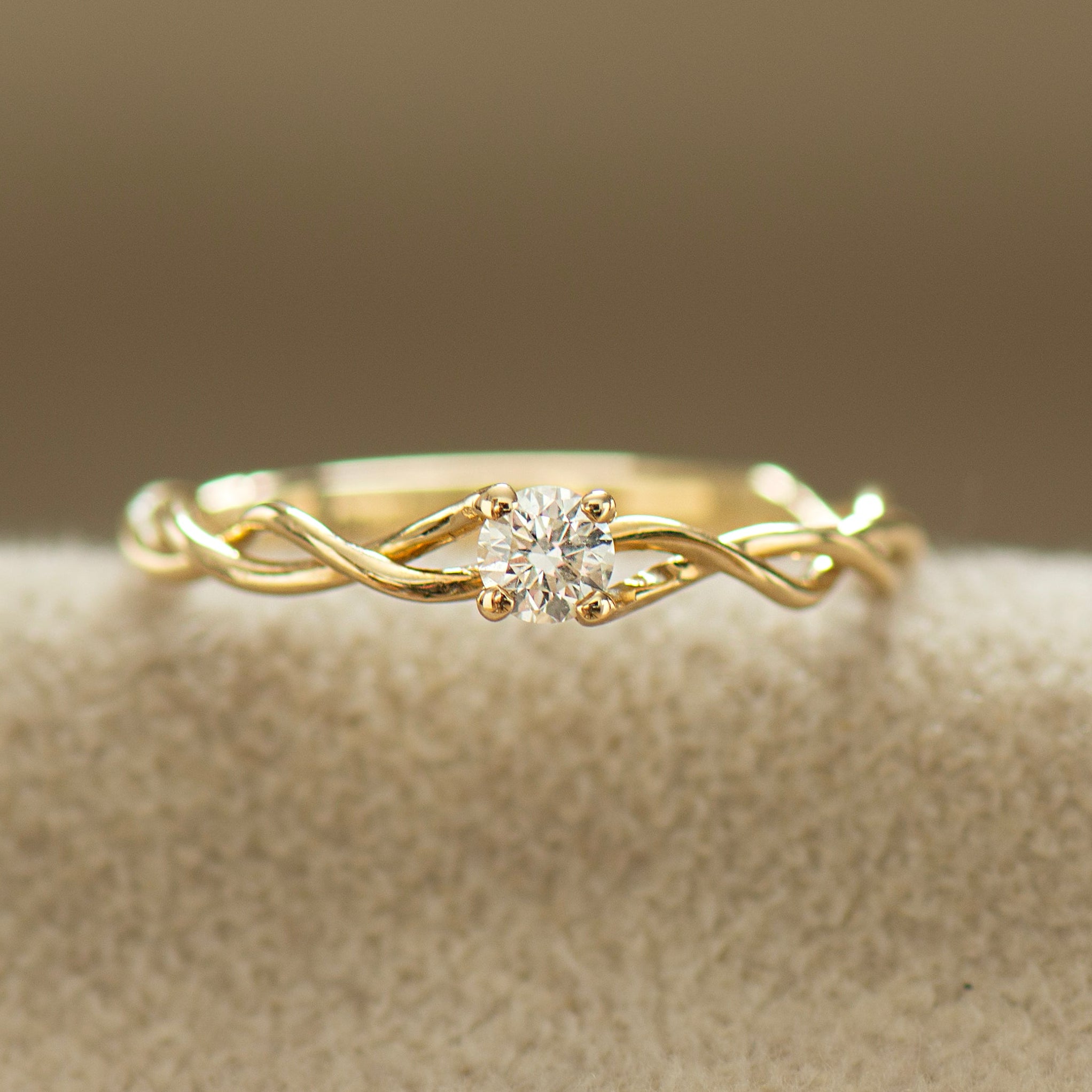 0.17CT Dainty Braided Engagement Ring - 14K Yellow Gold