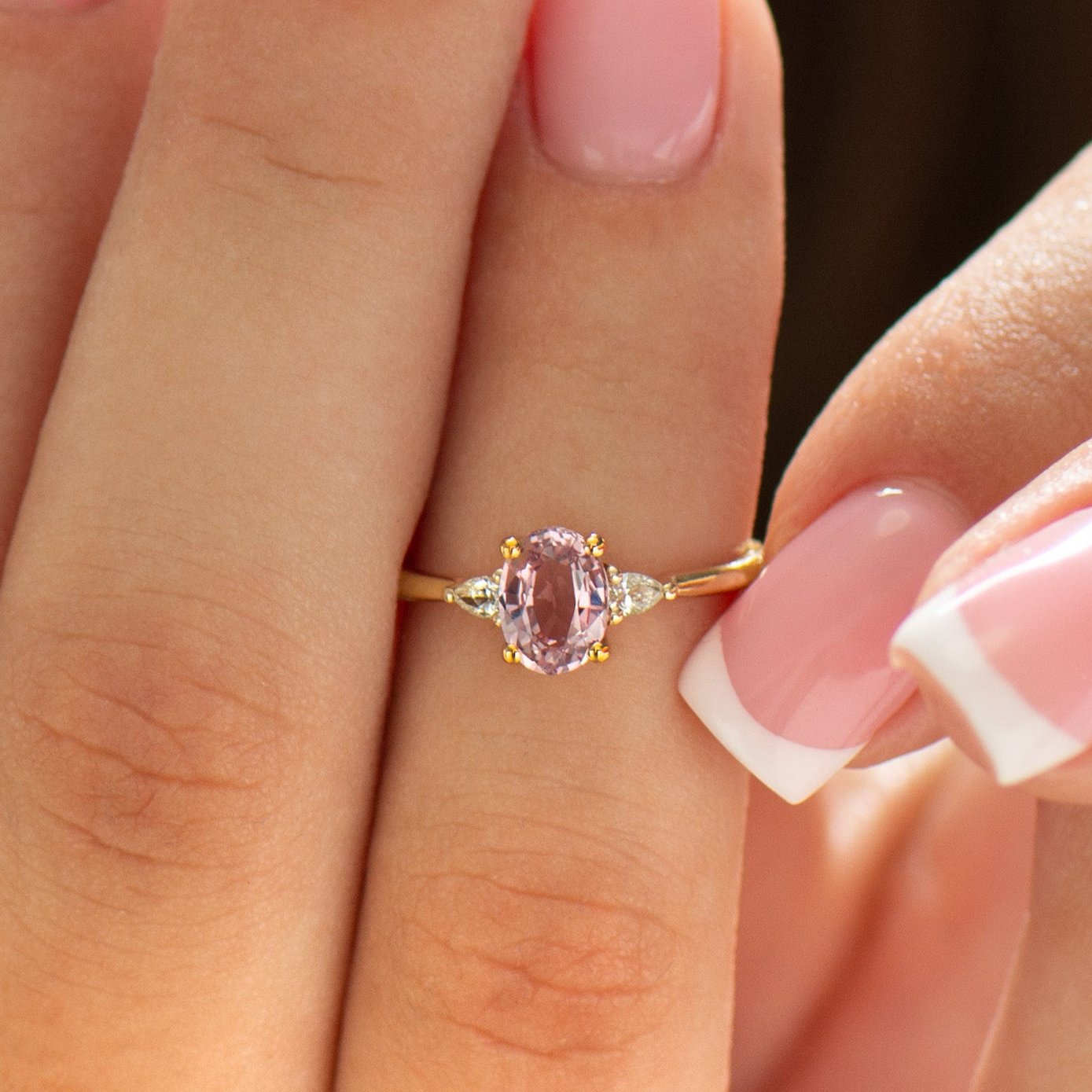 Pink Sapphire Engagement Ring