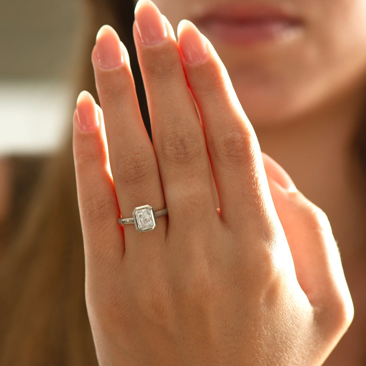 Elongated Radiant Cut Diamond Ring
