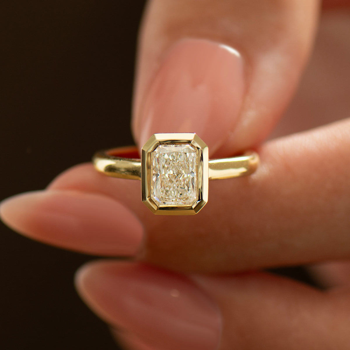 Elongated Radiant Cut Diamond Ring