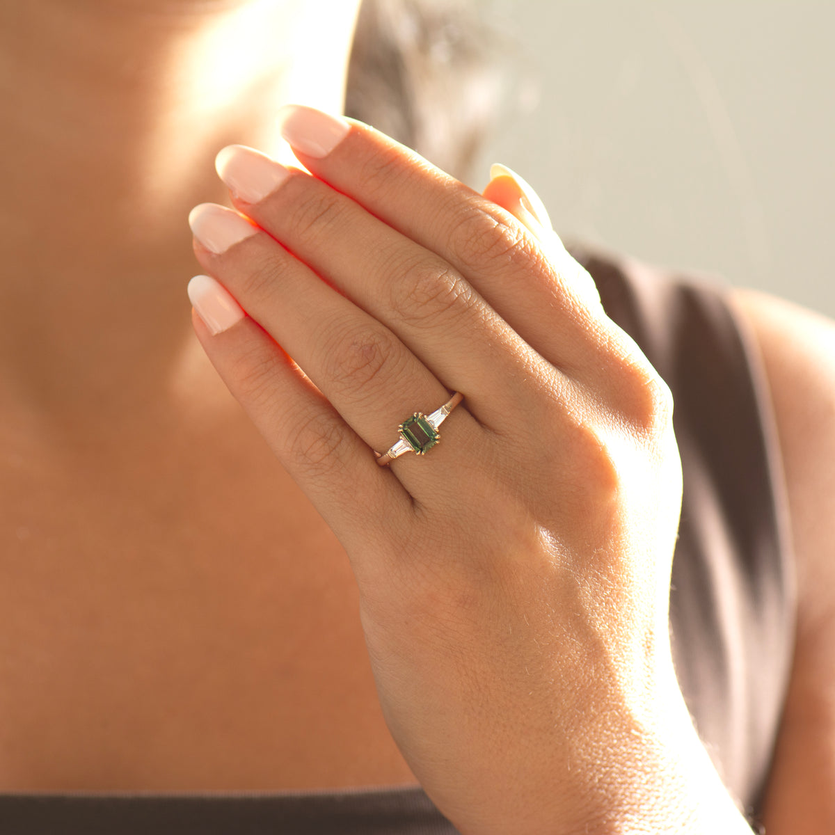 Art Deco Green Sapphire Ring