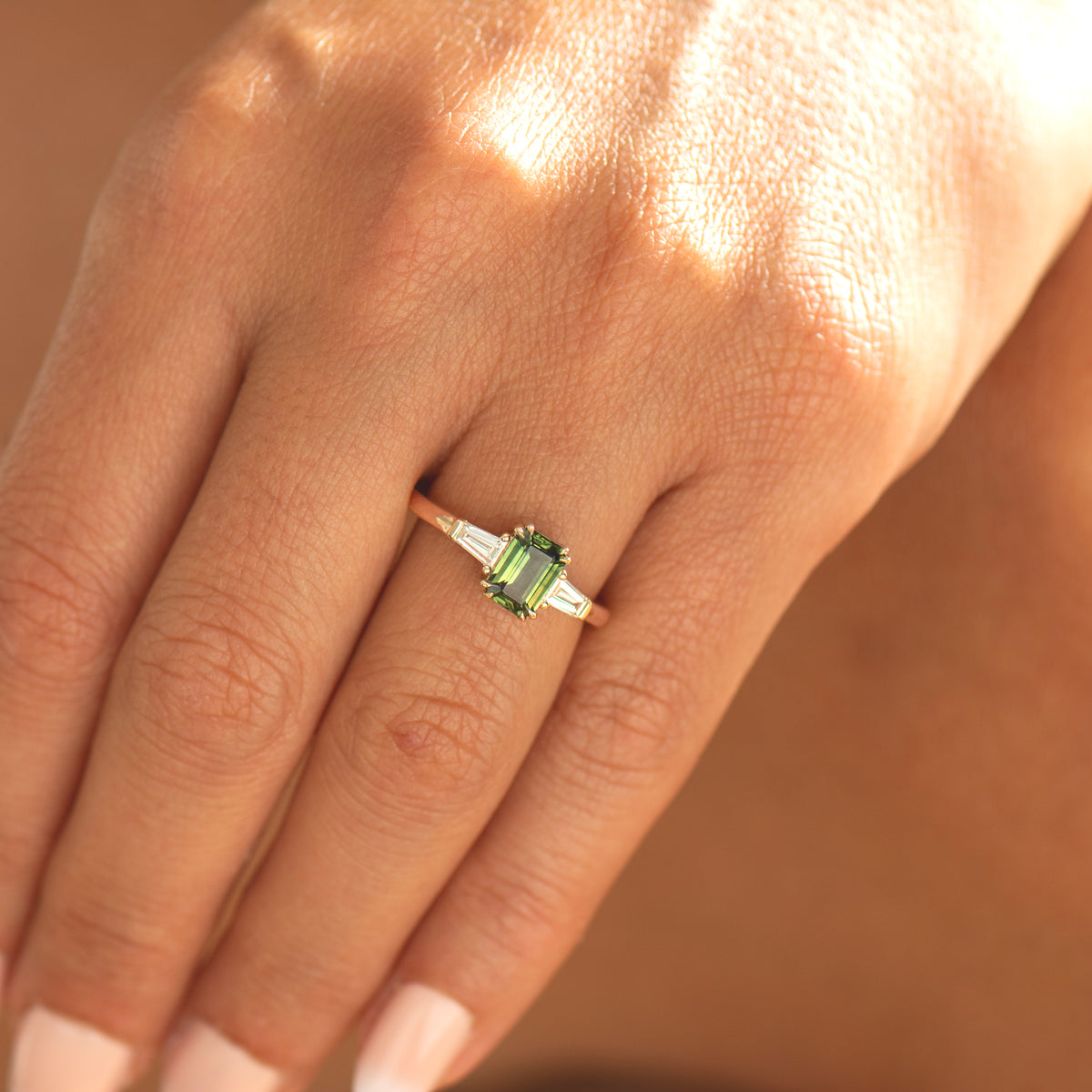 Art Deco Green Sapphire Ring
