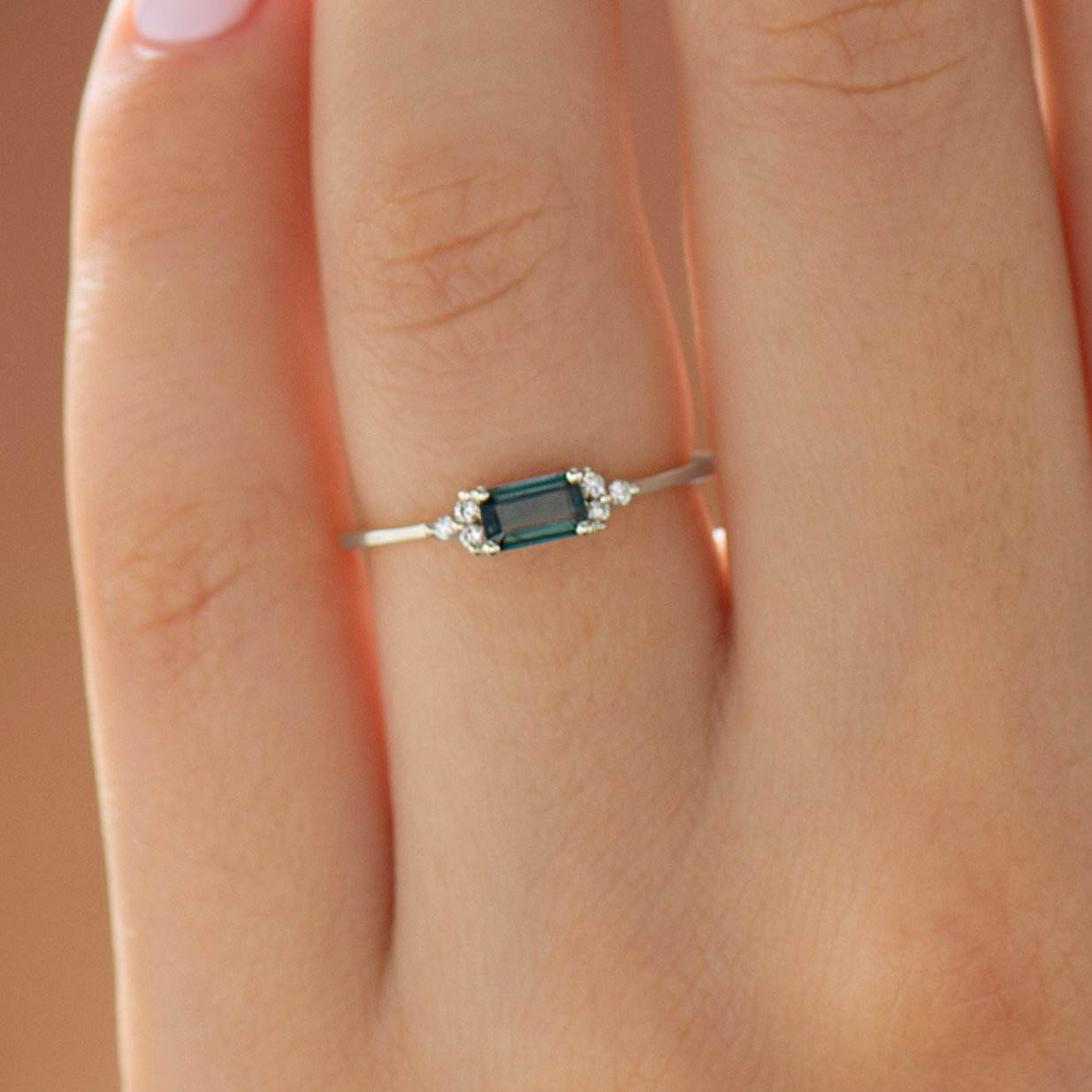 Denim Blue Sapphire Engagement Ring