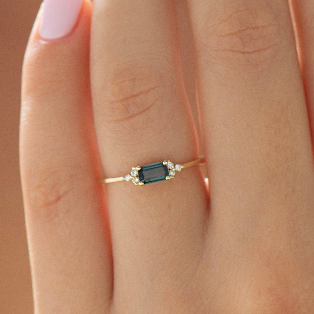 Denim Blue Sapphire Engagement Ring