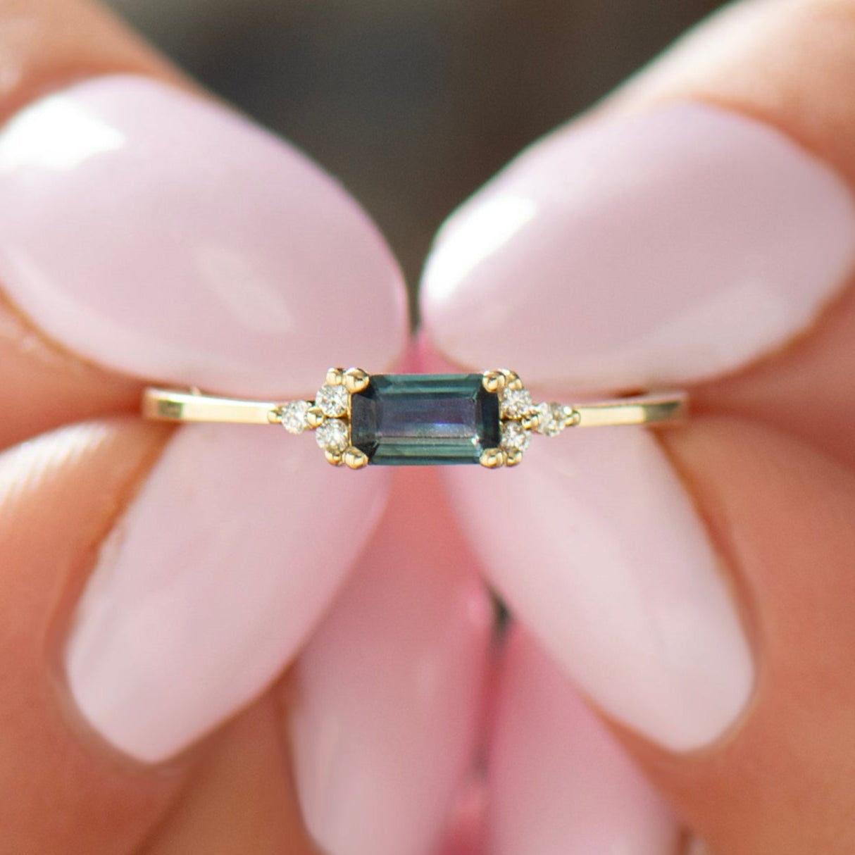 Denim Blue Sapphire Engagement Ring