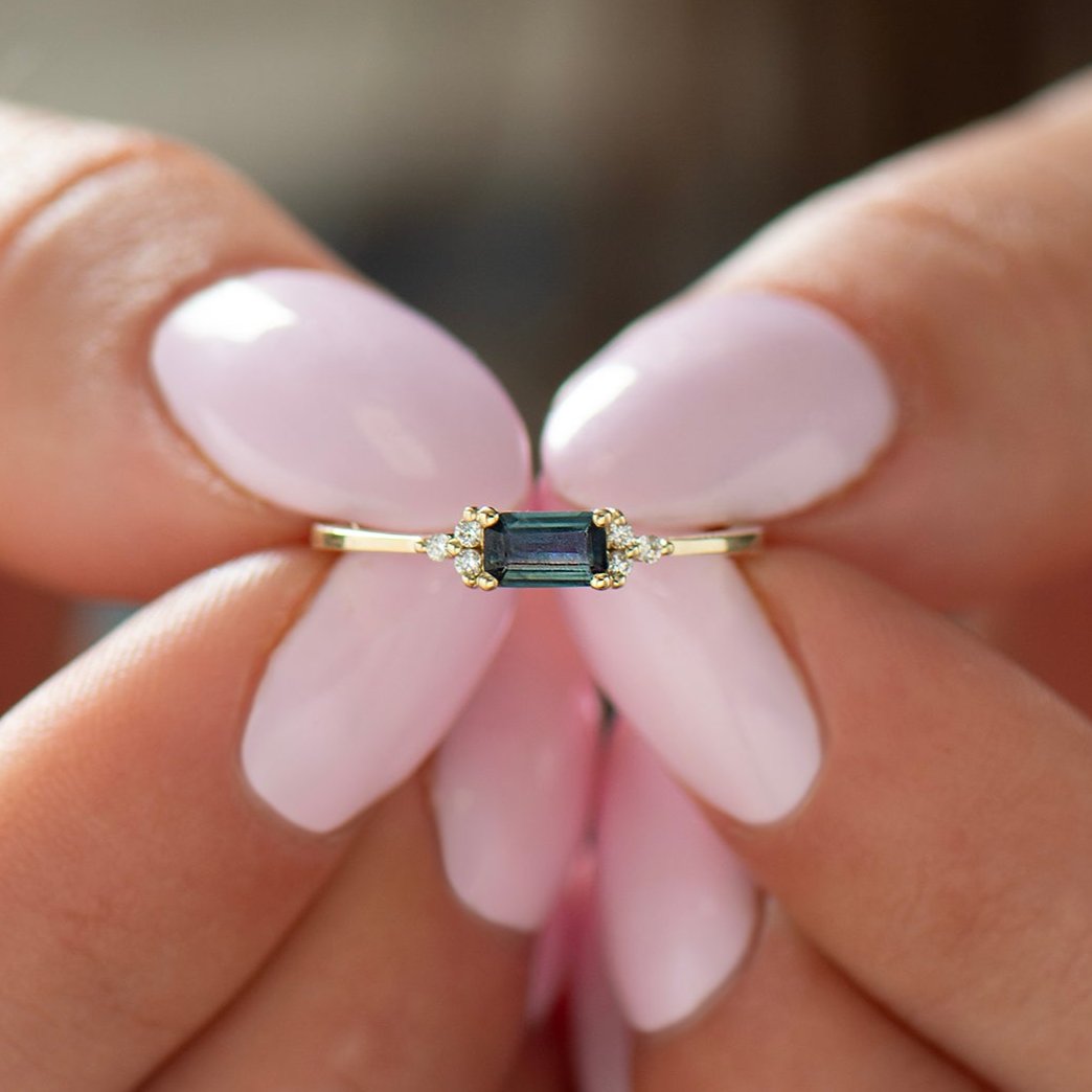 Denim Blue Sapphire Engagement Ring