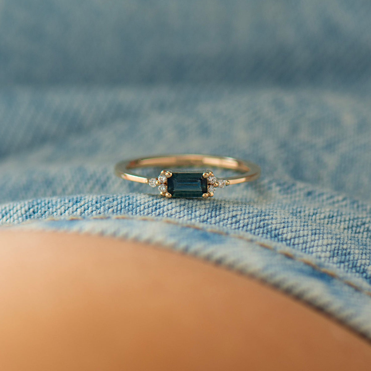 Denim Blue Sapphire Engagement Ring