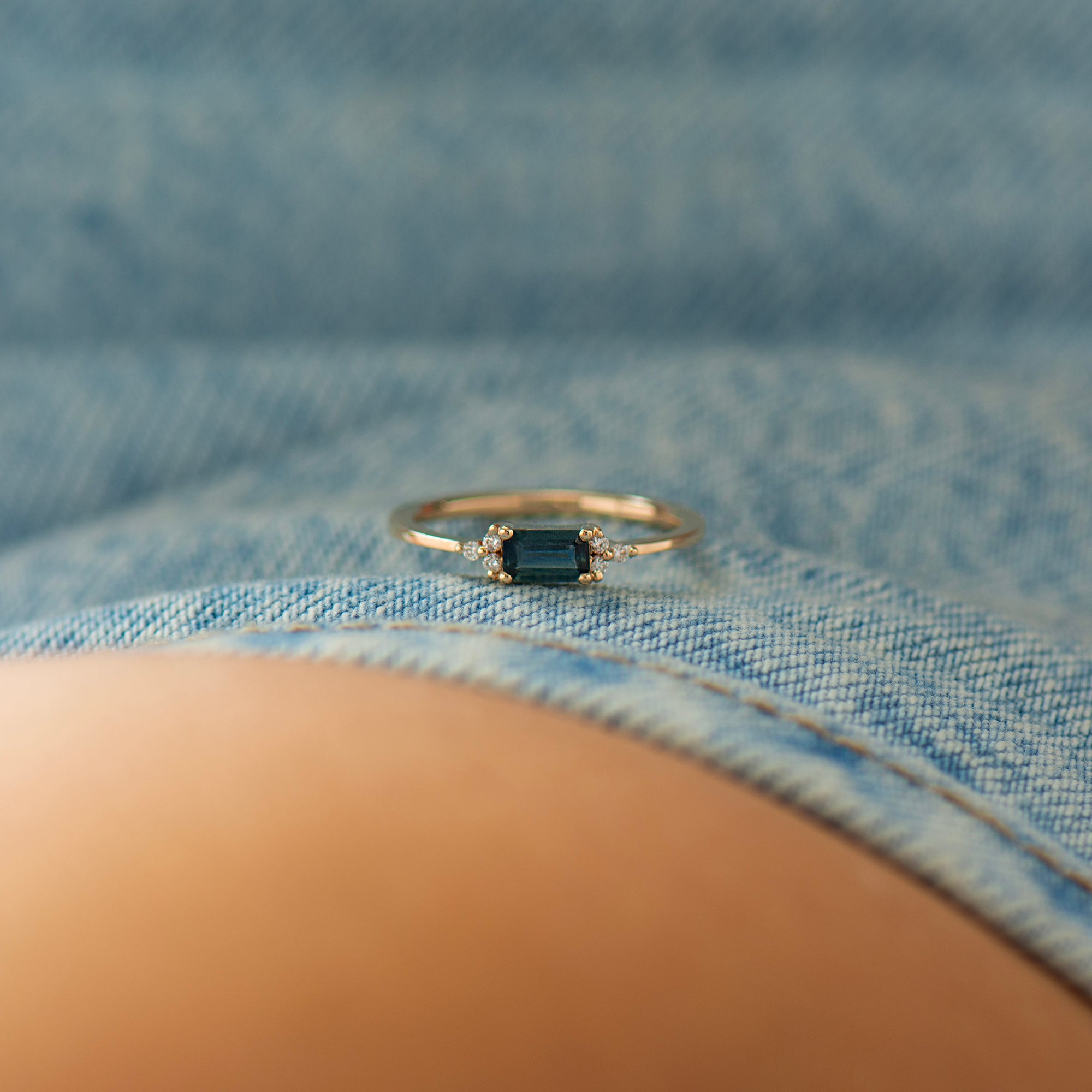 Denim Blue Sapphire Engagement Ring