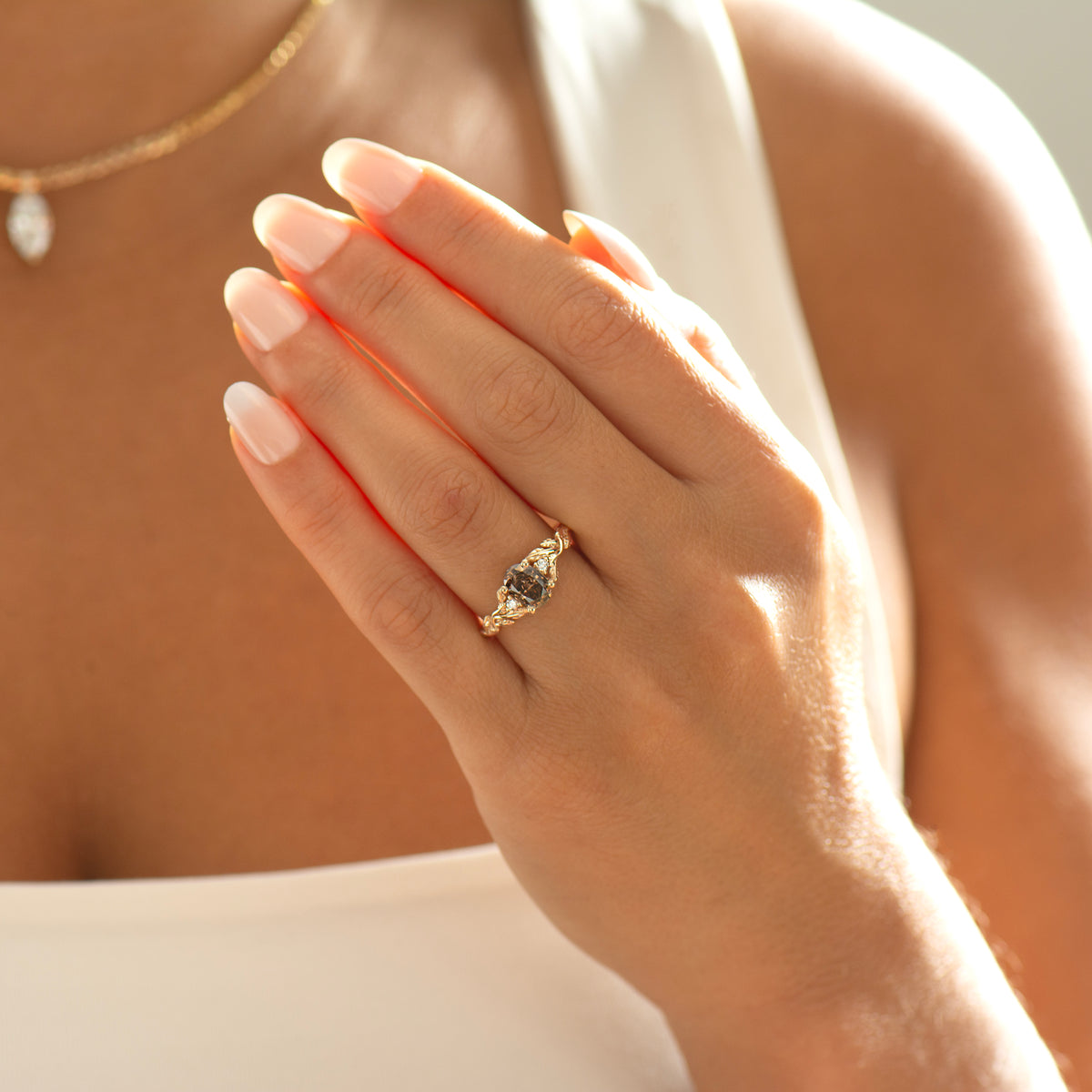 Brown Diamond Leaf Ring