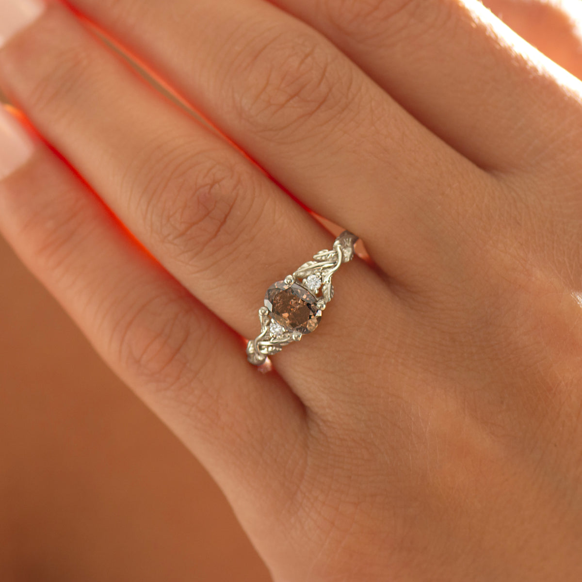Brown Diamond Leaf Ring