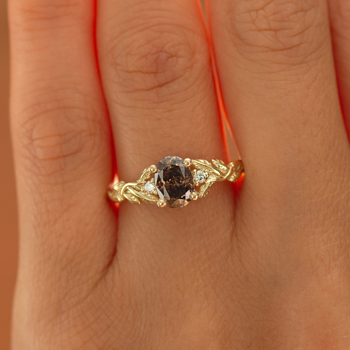 Brown Diamond Leaf Ring