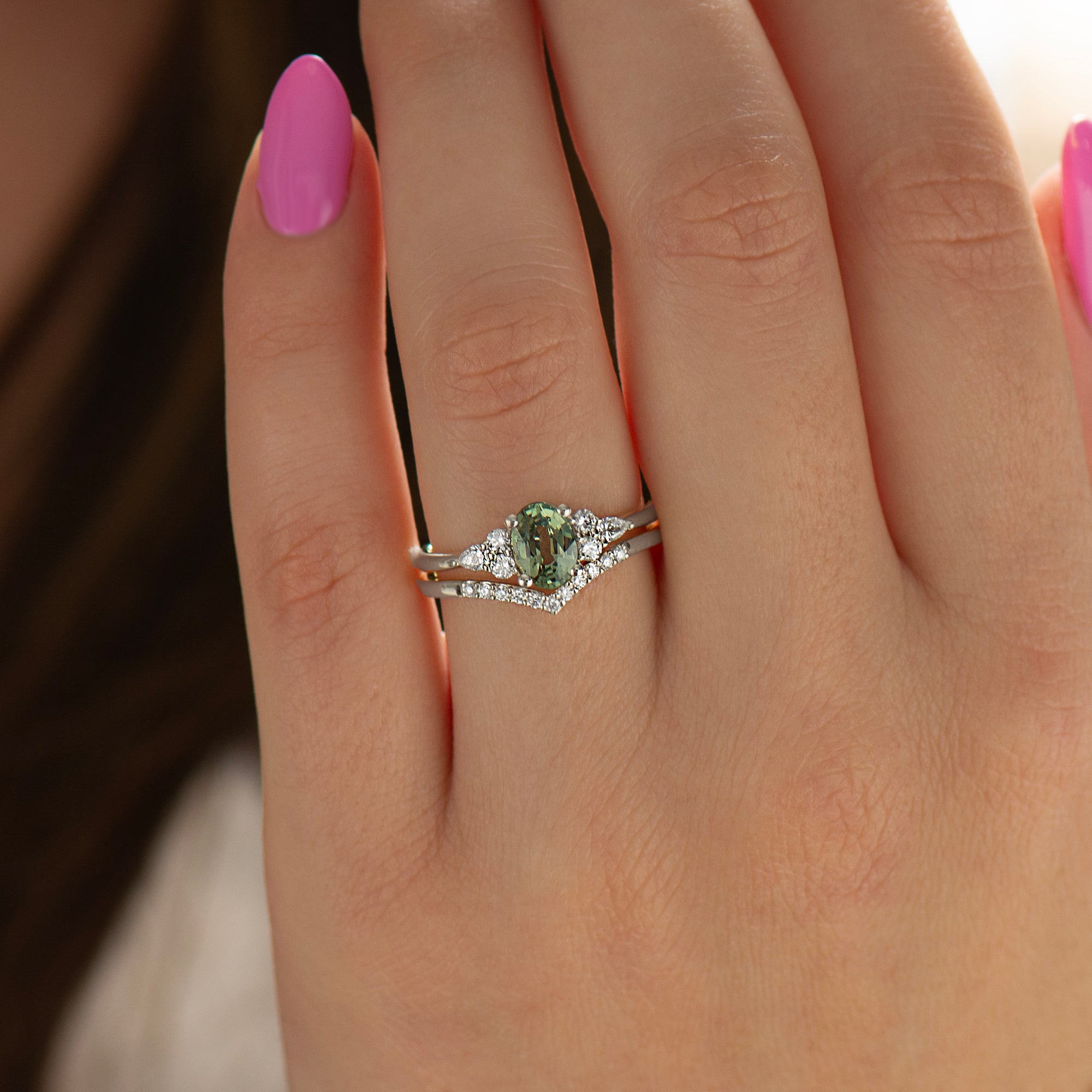 Matching Diamond Ring For Green Sapphire Ring