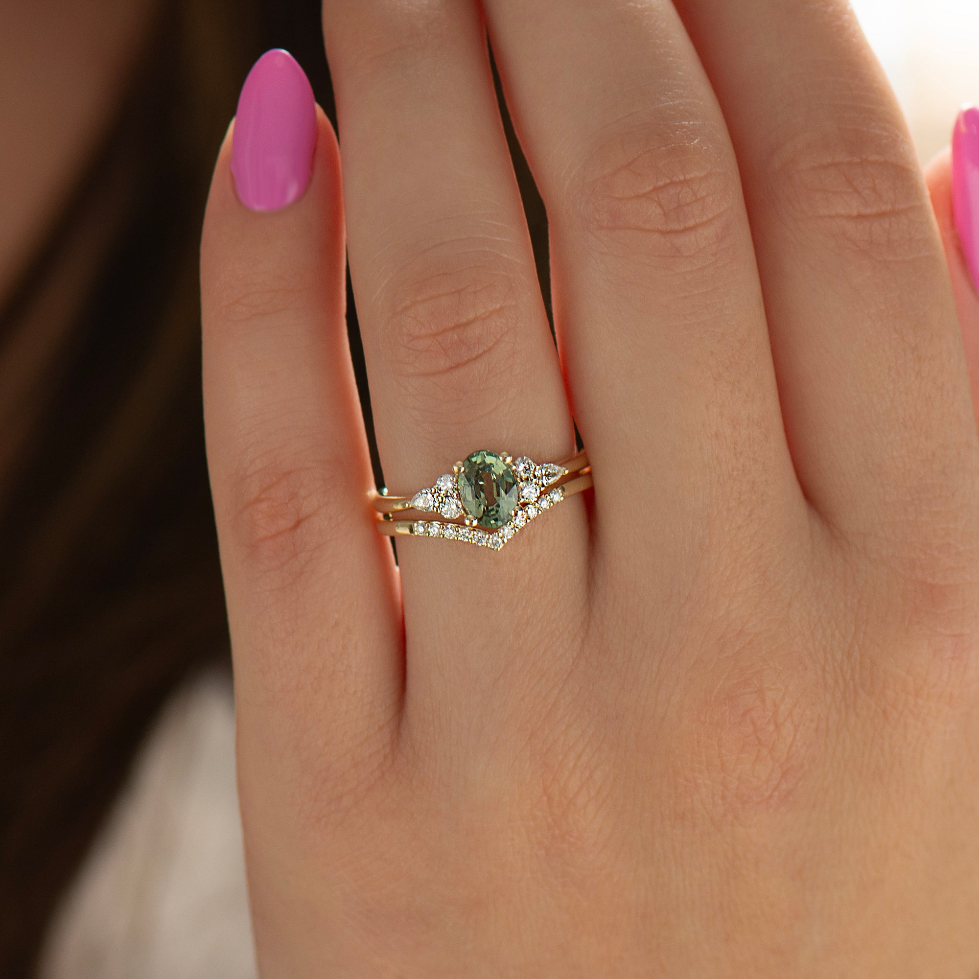 Matching Diamond Ring For Green Sapphire Ring