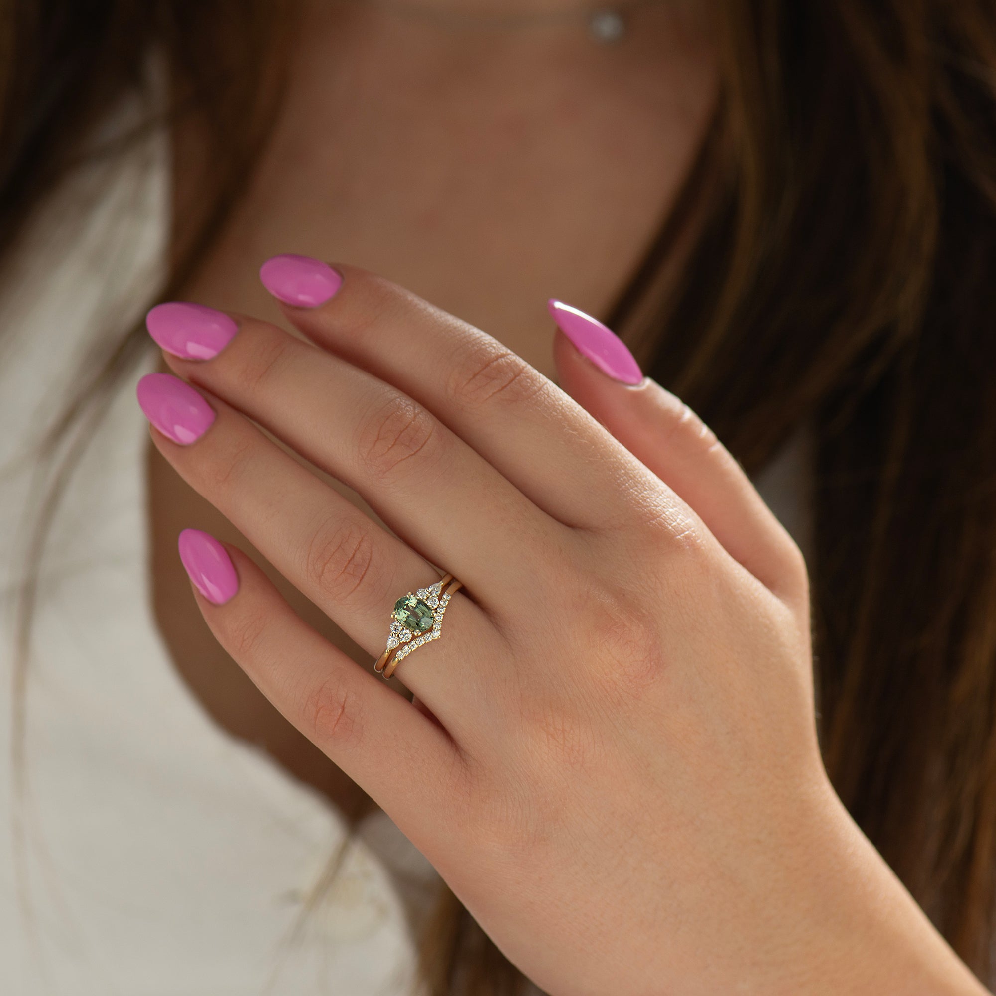 Matching Diamond Ring For Green Sapphire Ring