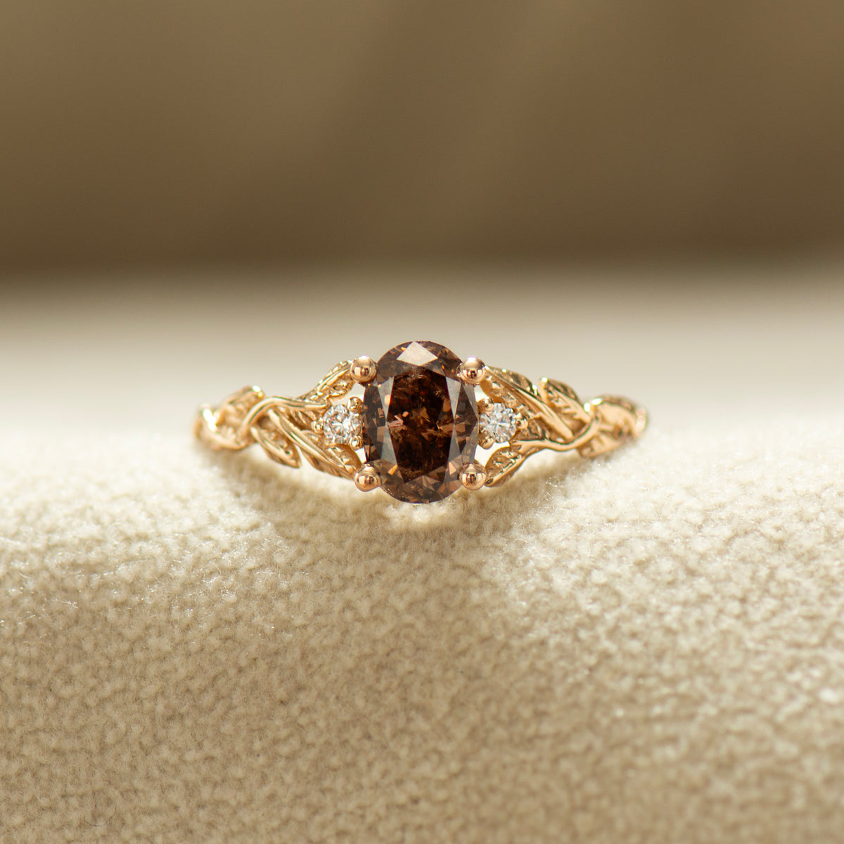 Brown Diamond Leaf Ring