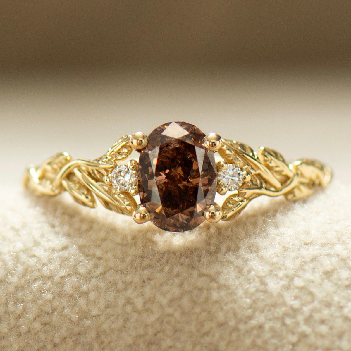 Brown Diamond Leaf Ring