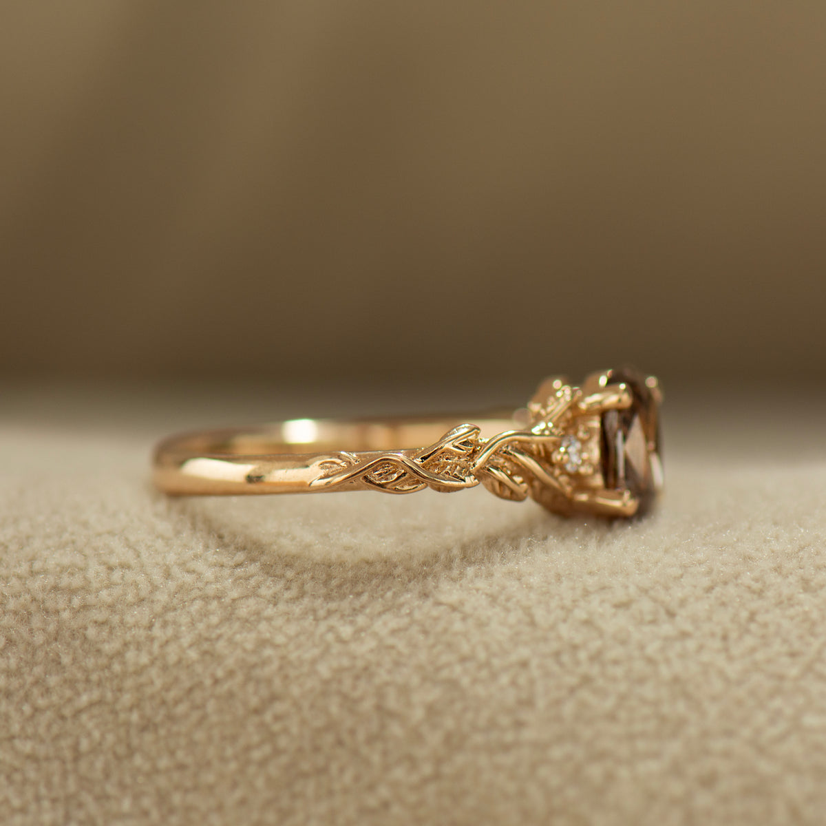 Brown Diamond Leaf Ring