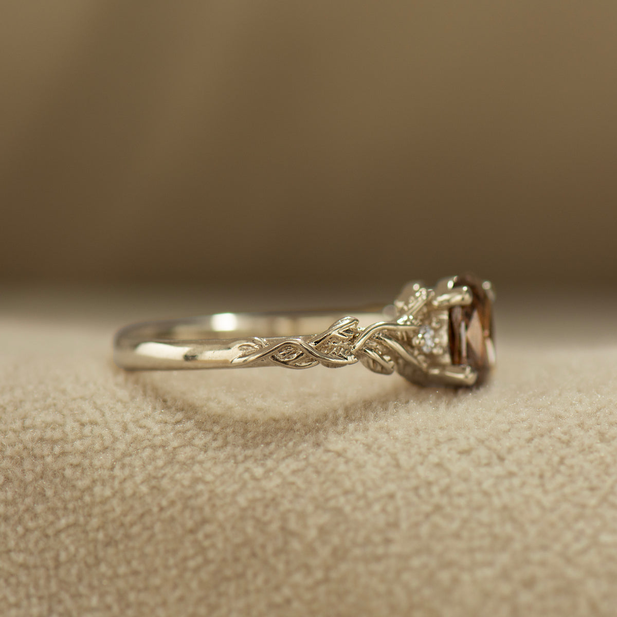 Brown Diamond Leaf Ring