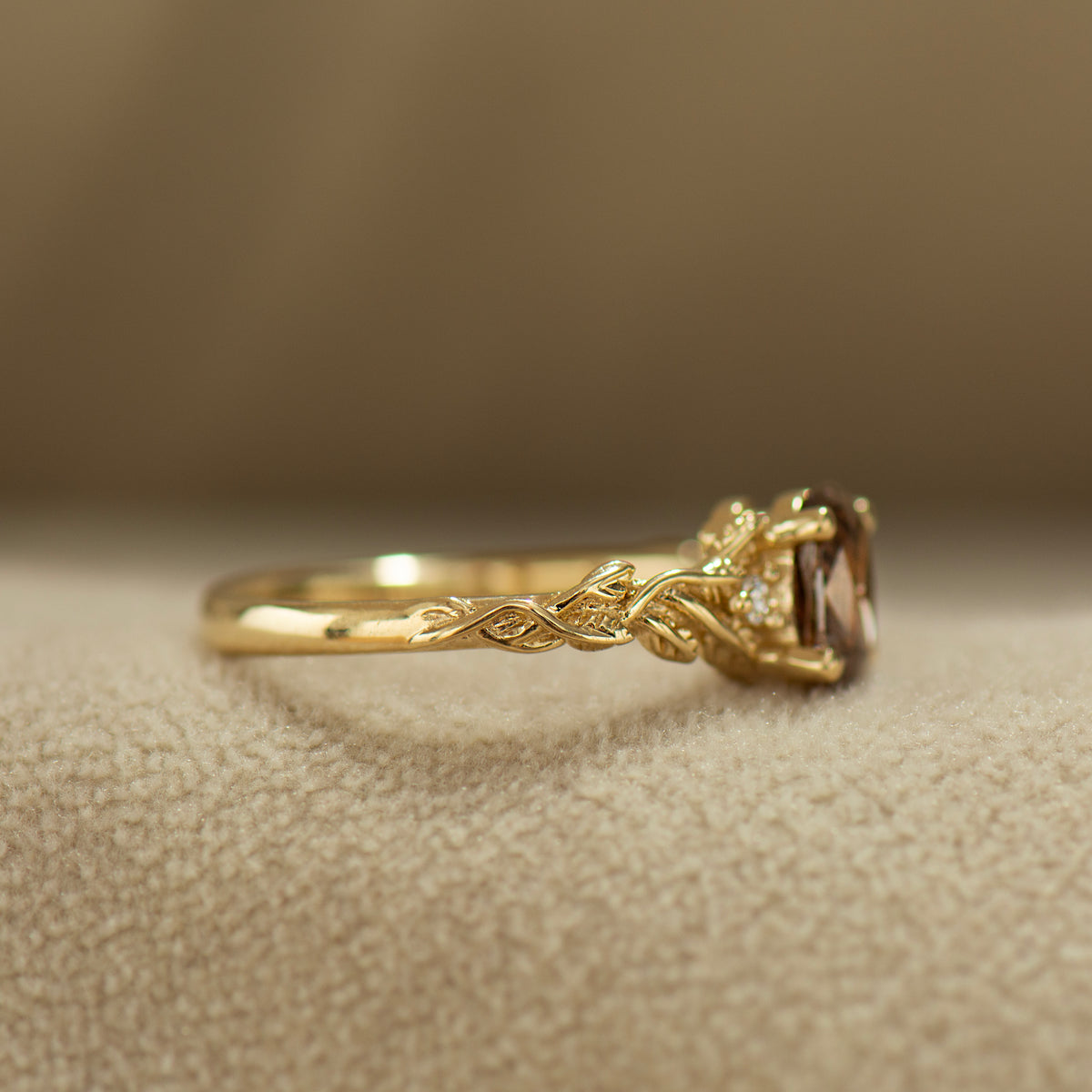 Brown Diamond Leaf Ring