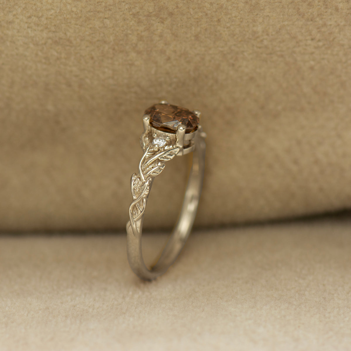 Brown Diamond Leaf Ring