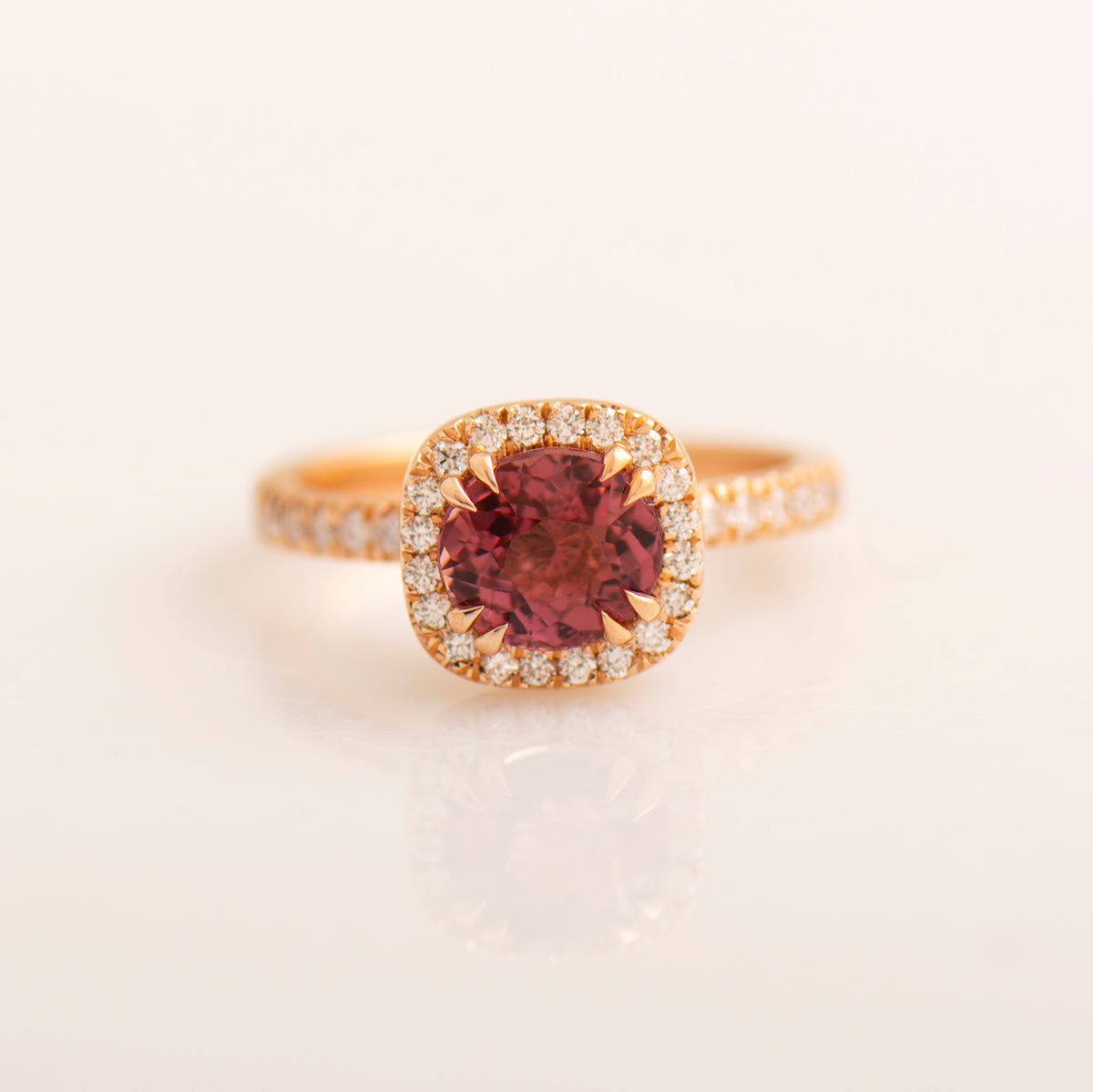 Halo Tourmaline Engagement Ring