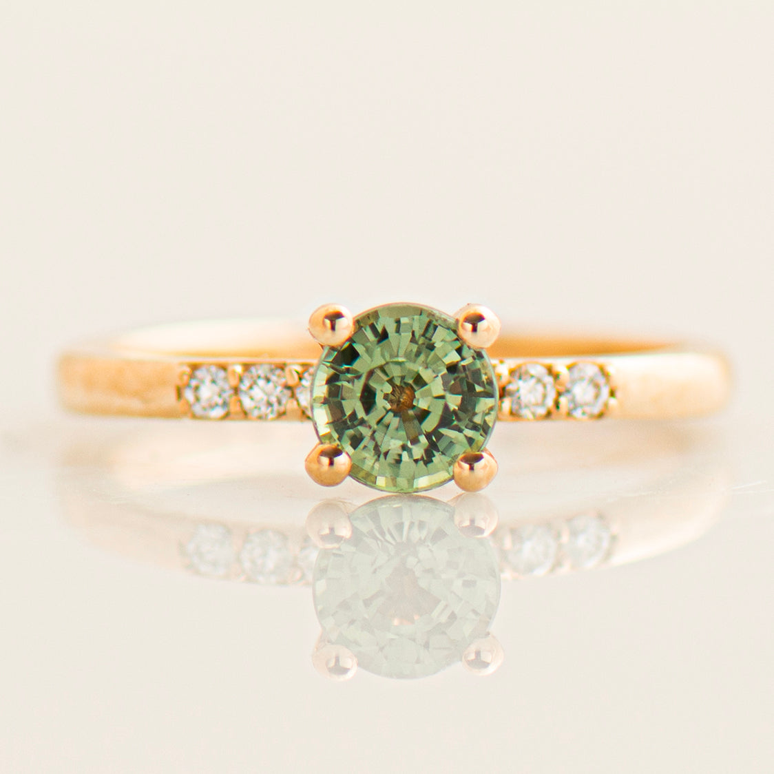 Delicate Green Sapphire Engagement Ring