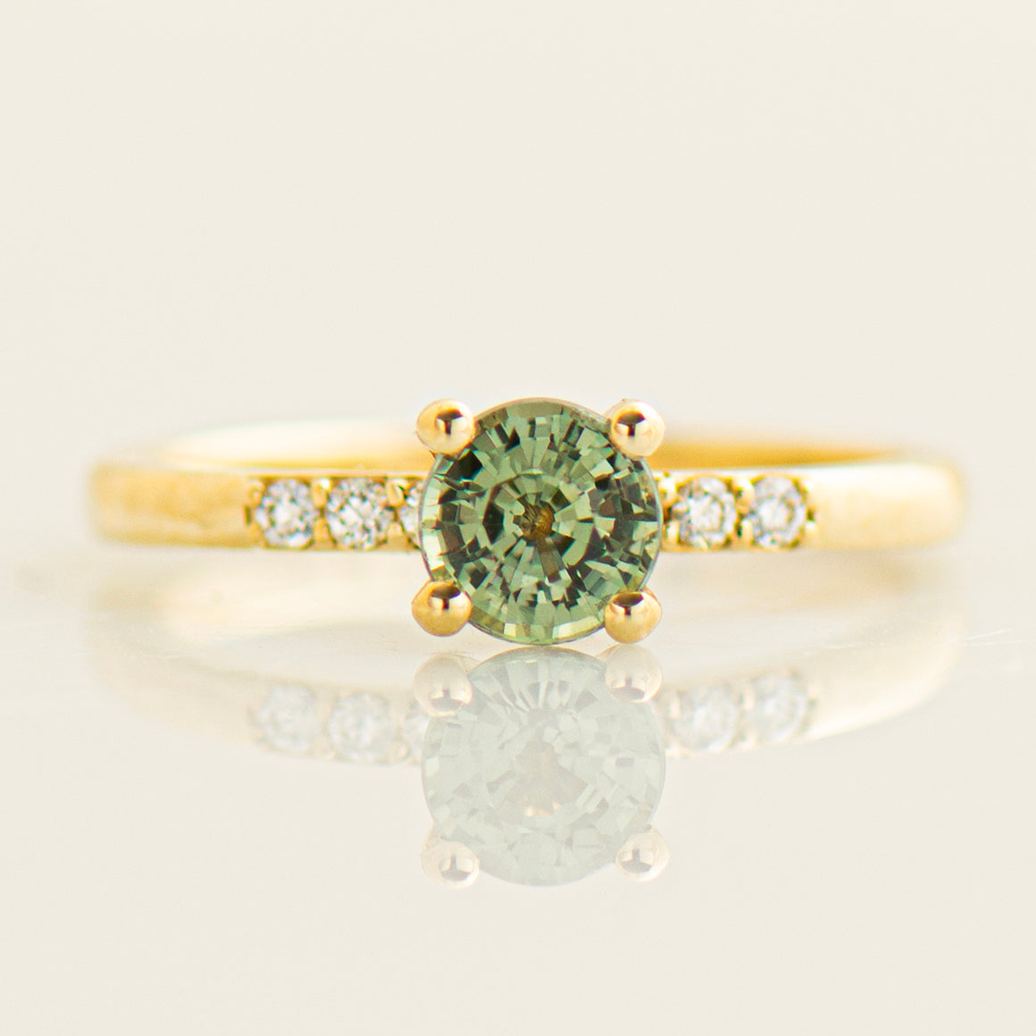 Delicate Green Sapphire Engagement Ring